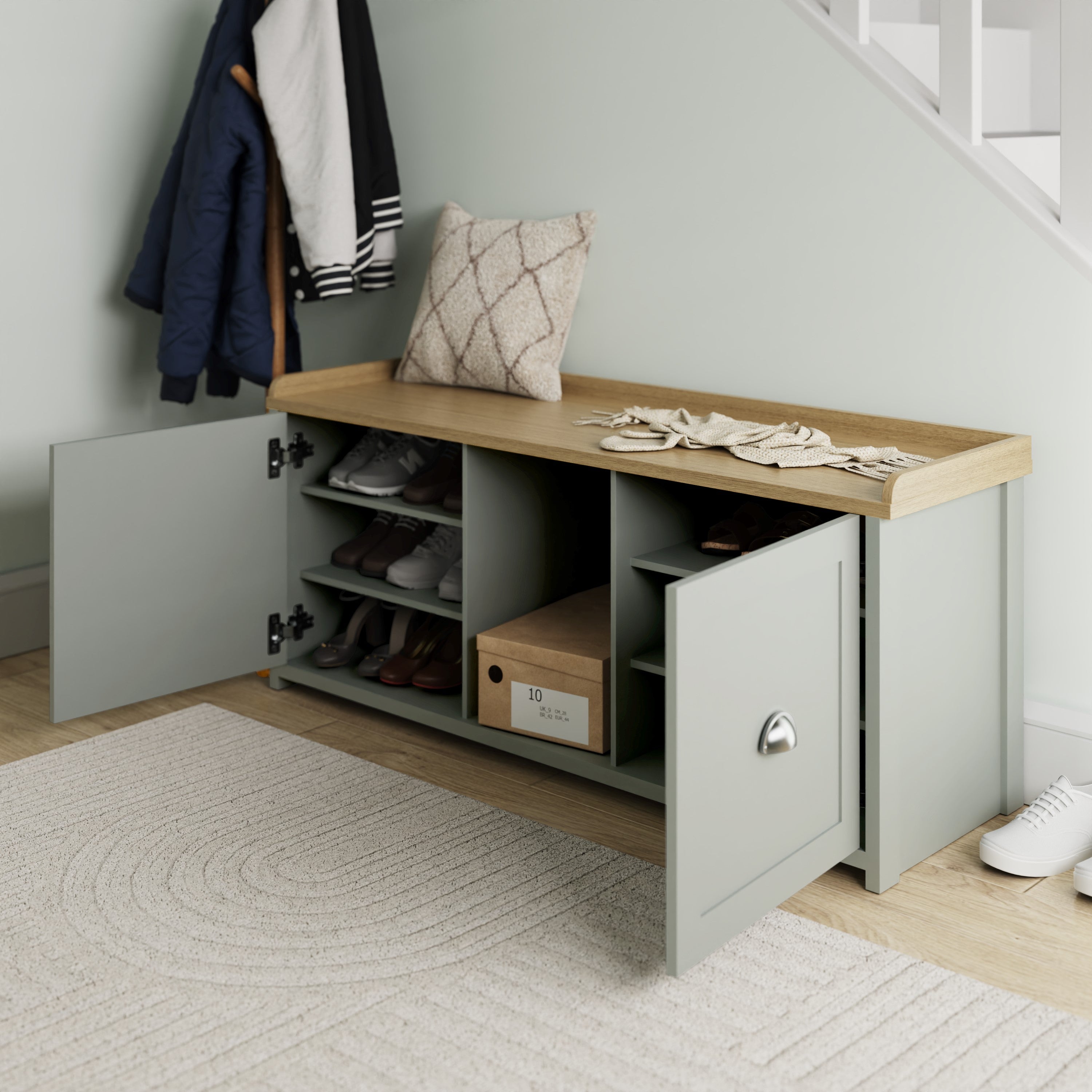Lancaster 2 Door Shoe Bench Grey