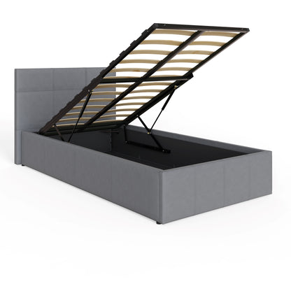 End Lift Ottoman Bed Grey Leather