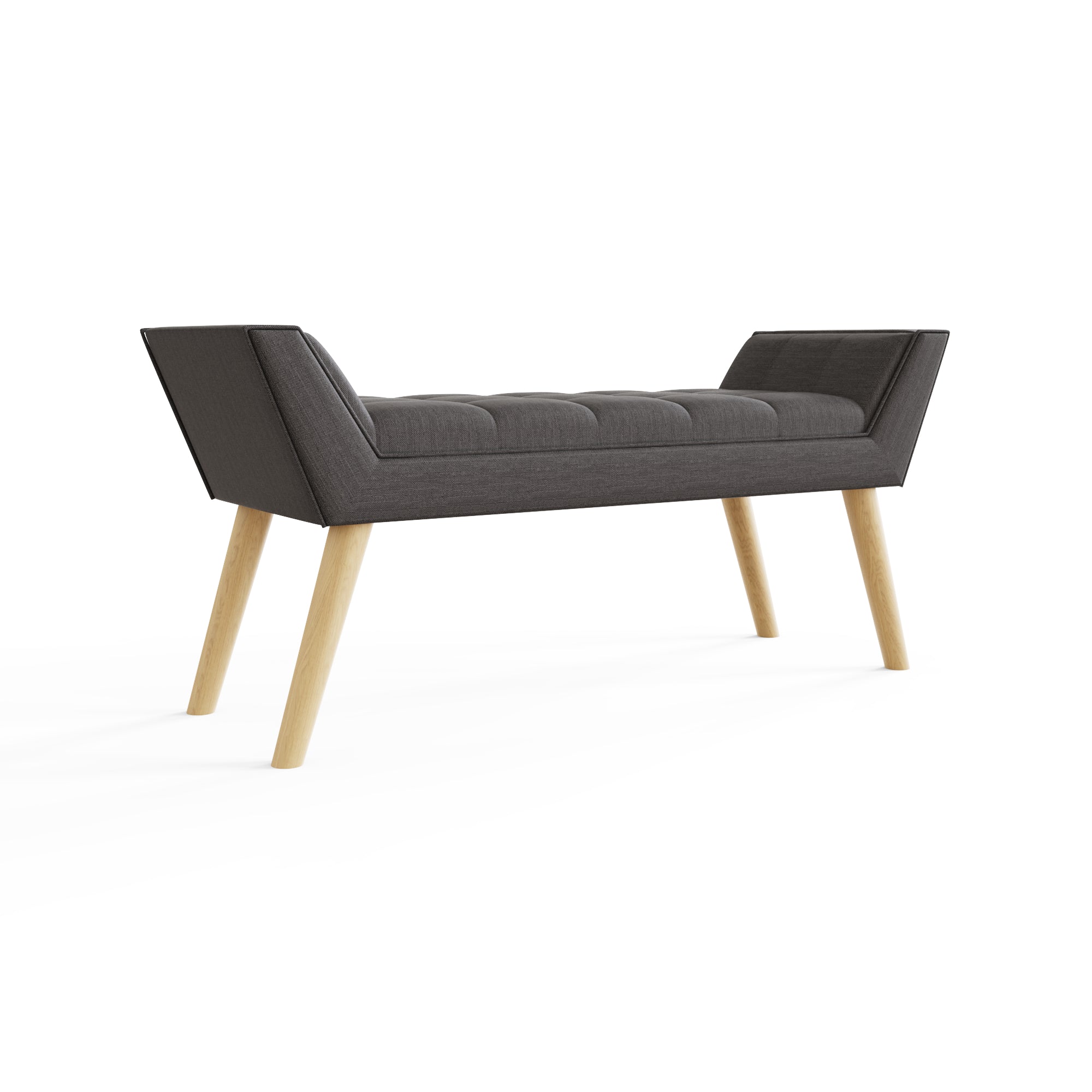 Milan Upholstered Bench Dark Grey Hopsack