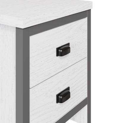 Boston 2 Drawer Bedside Table White