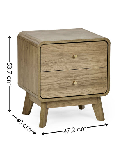 Ingrid 2 Drawer Bedside Oak