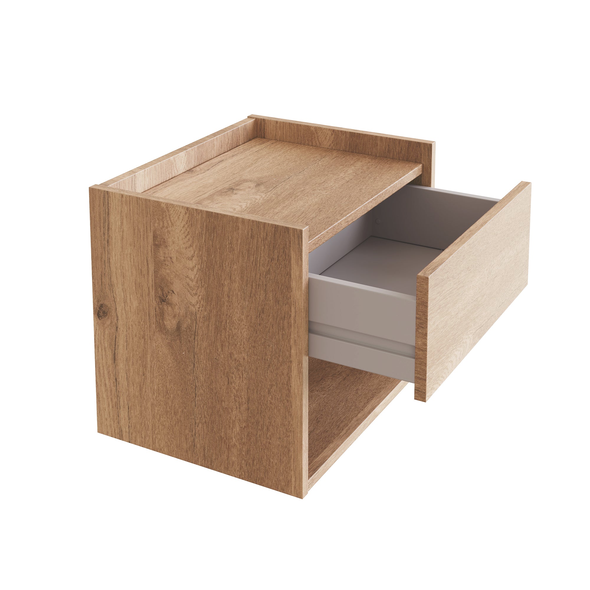 Harmony Wall Mounted Pair Of Bedside Tables Oak - GFW