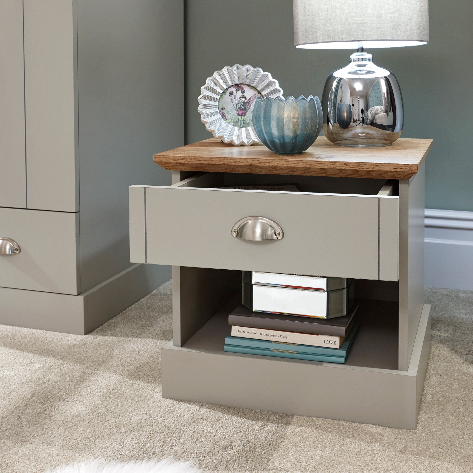 Kendal 1 Drawer Bedside Grey