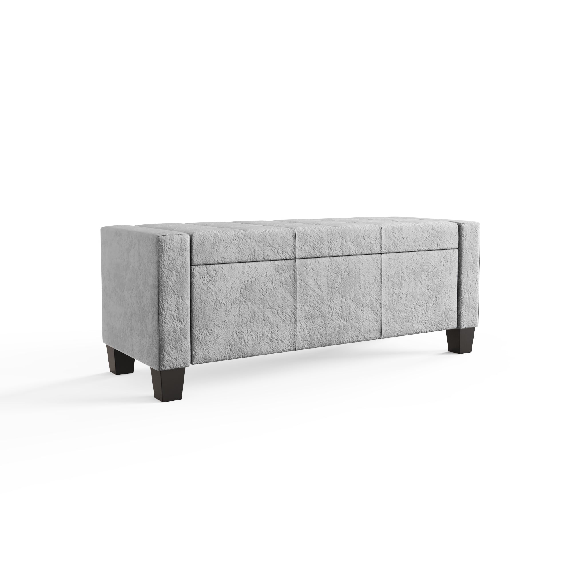 Verona Ottoman Bench Grey Crushed Velvet