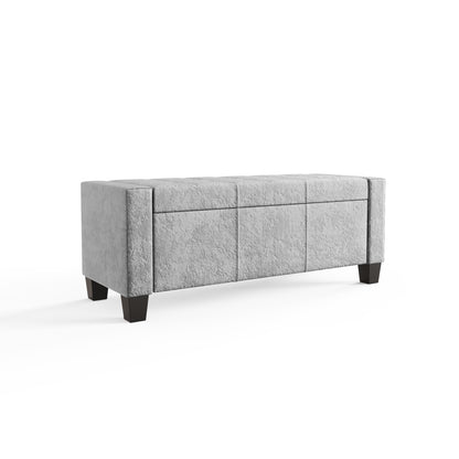 Verona Ottoman Bench Grey Crushed Velvet
