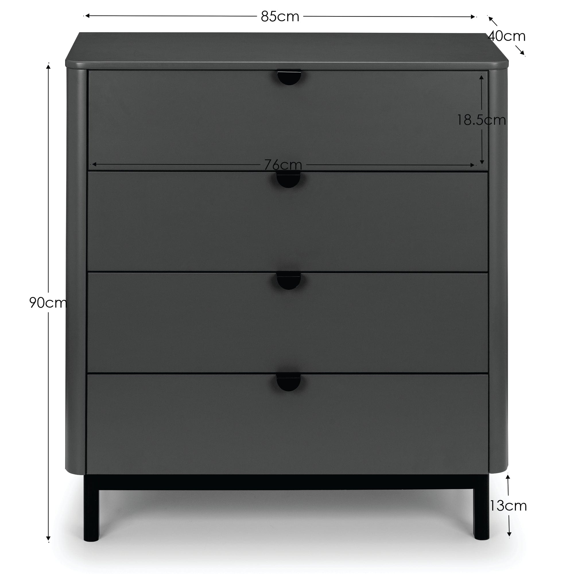 Chloe 4 Drawer Chest - Storm Grey/Black