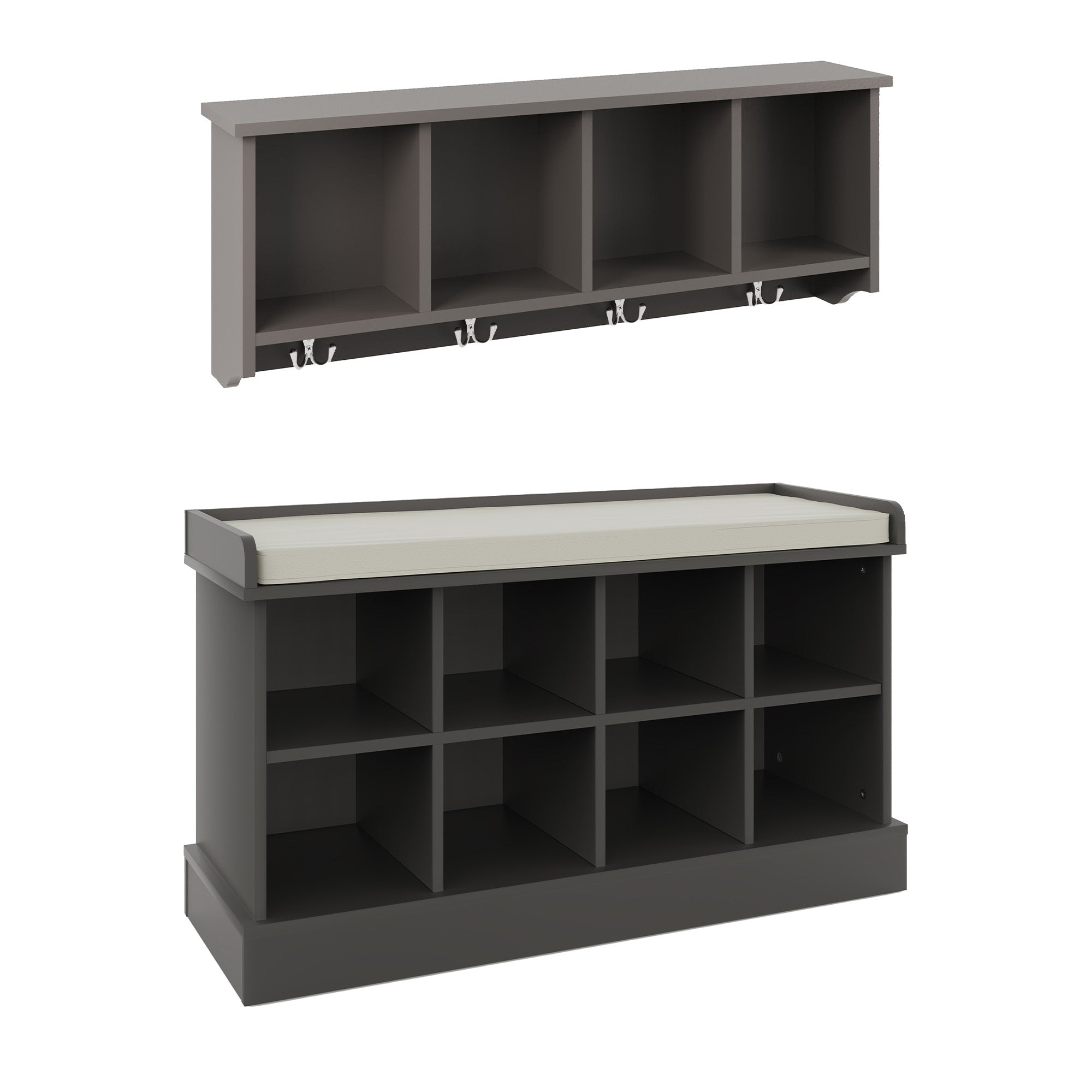 Kempton Shoe Bench + Wall Rack Grey