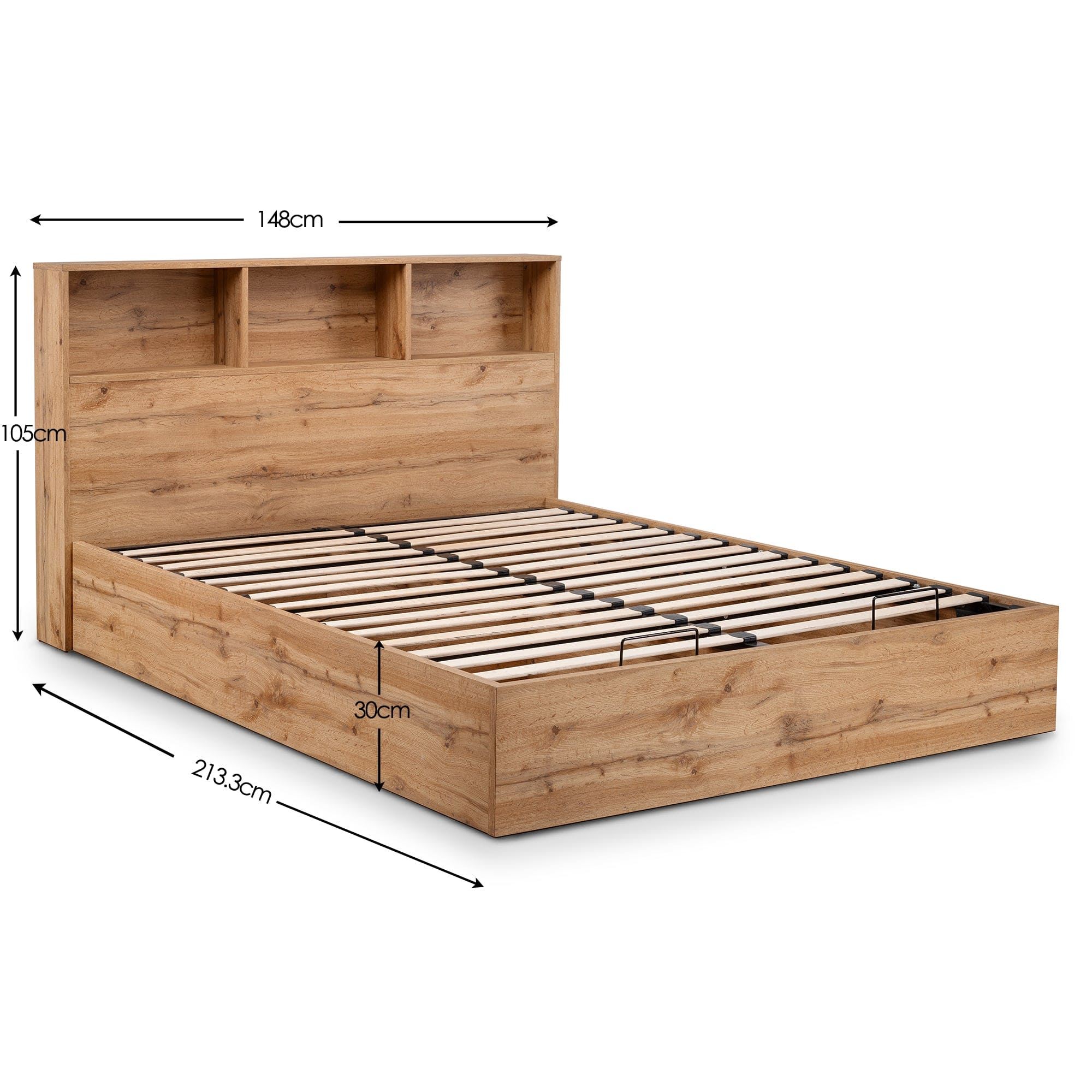 Bali Ottoman Storage Bed - Light Oak