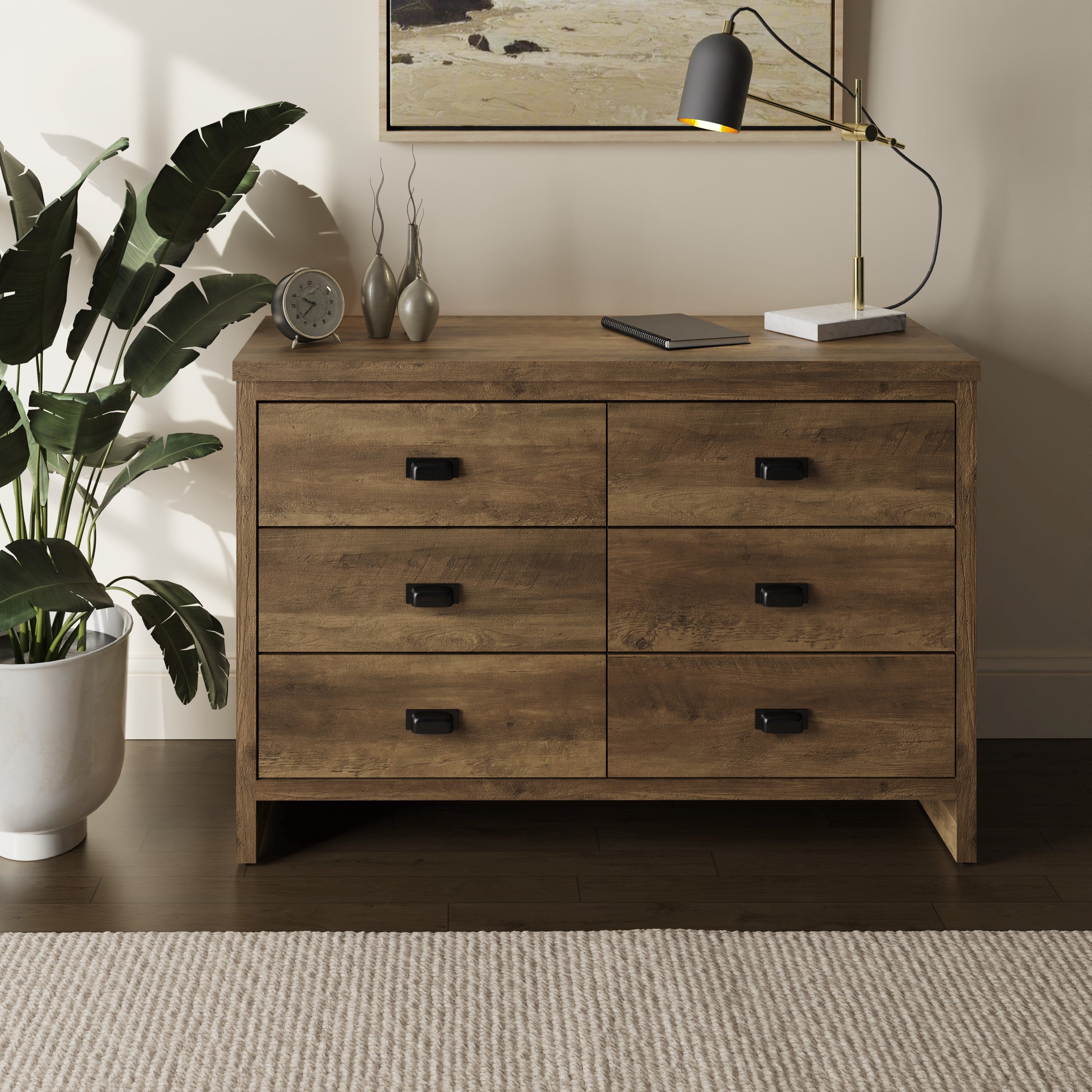 Boston 3+3 Drawer Chest Knotty Oak
