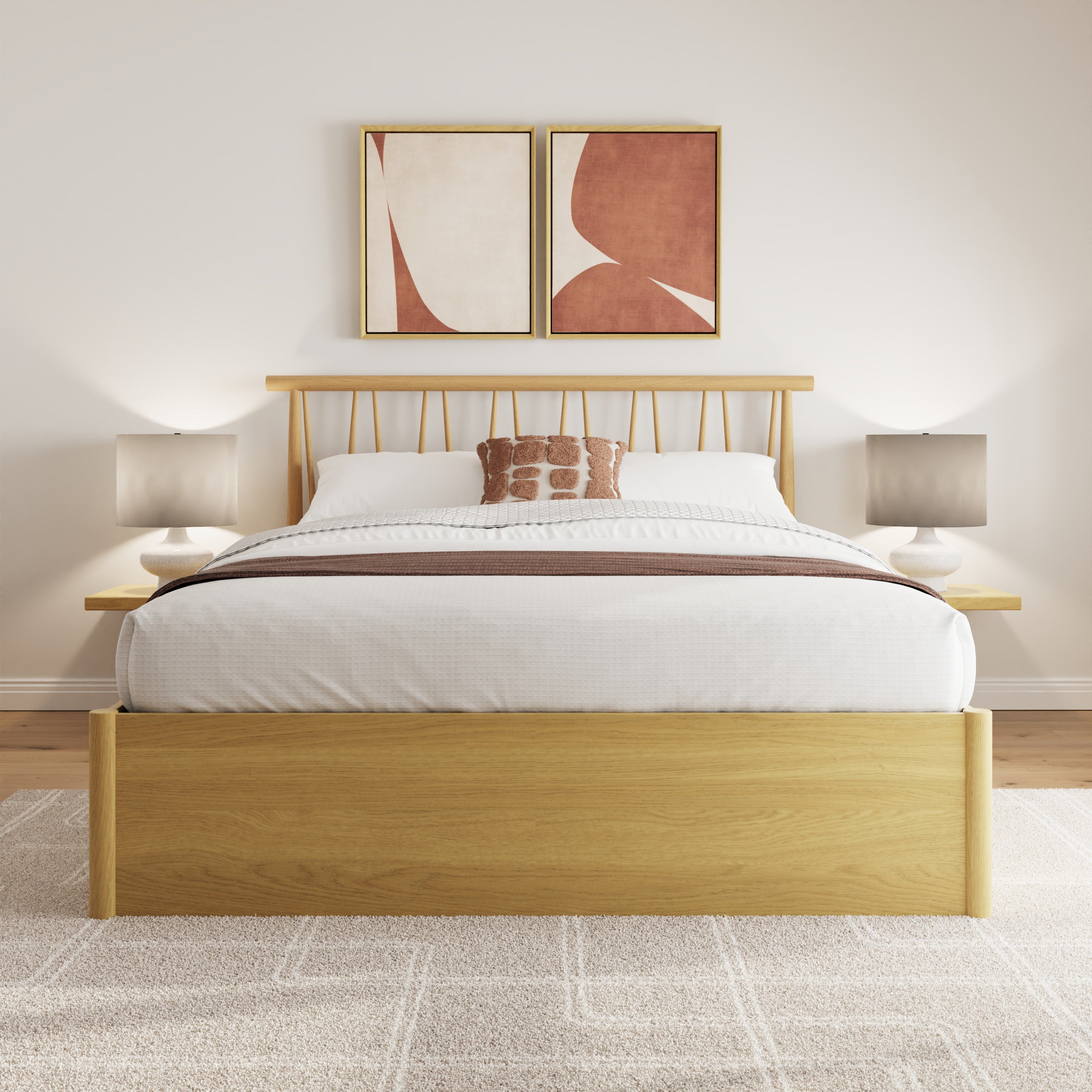Fusum Spindle Ottoman Bed - Oak