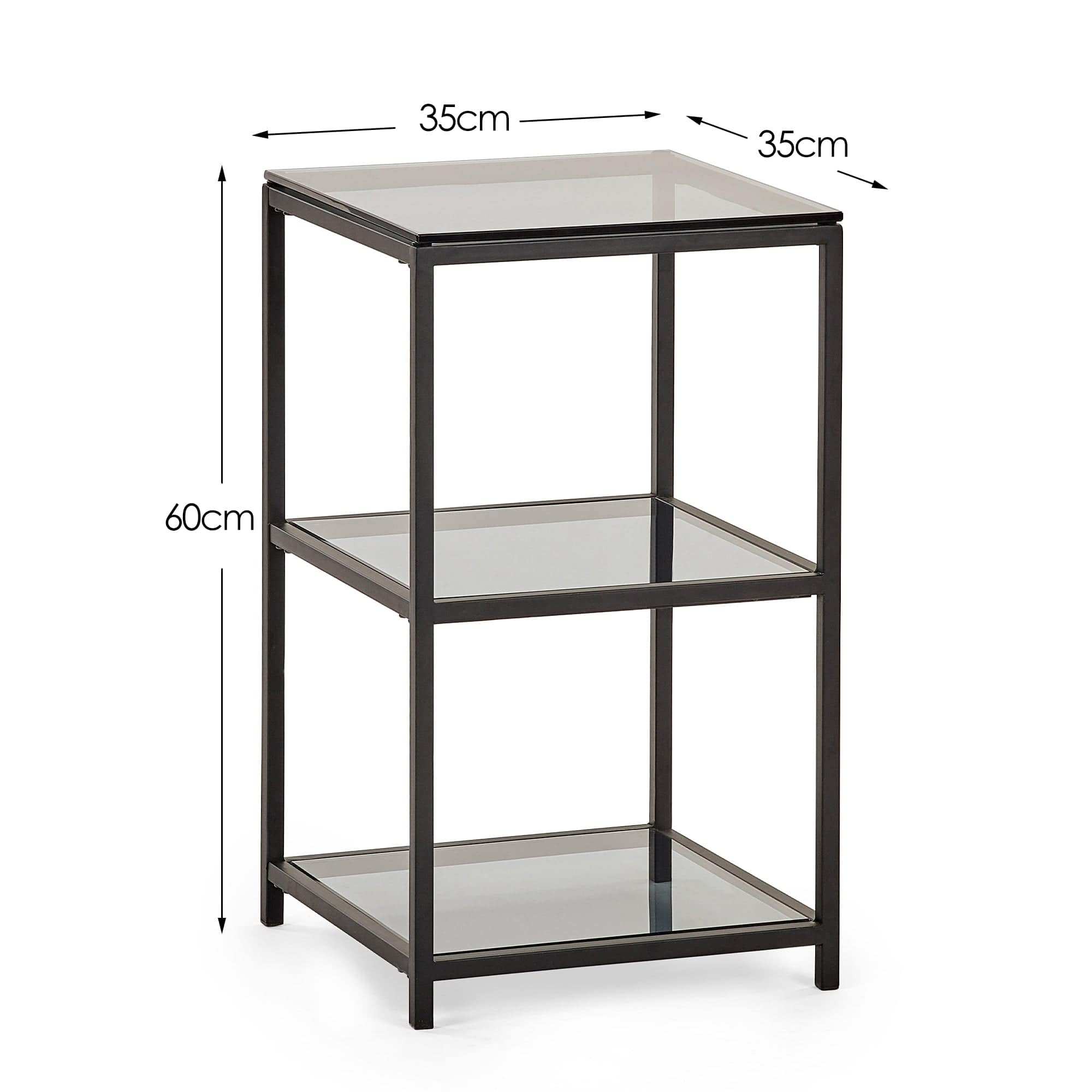 Chicago Tall Narrow Side Table Smoked Glass