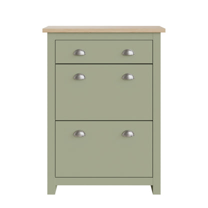 Lancaster 2Dr 1Drw Shoe Cabinet Sage Green