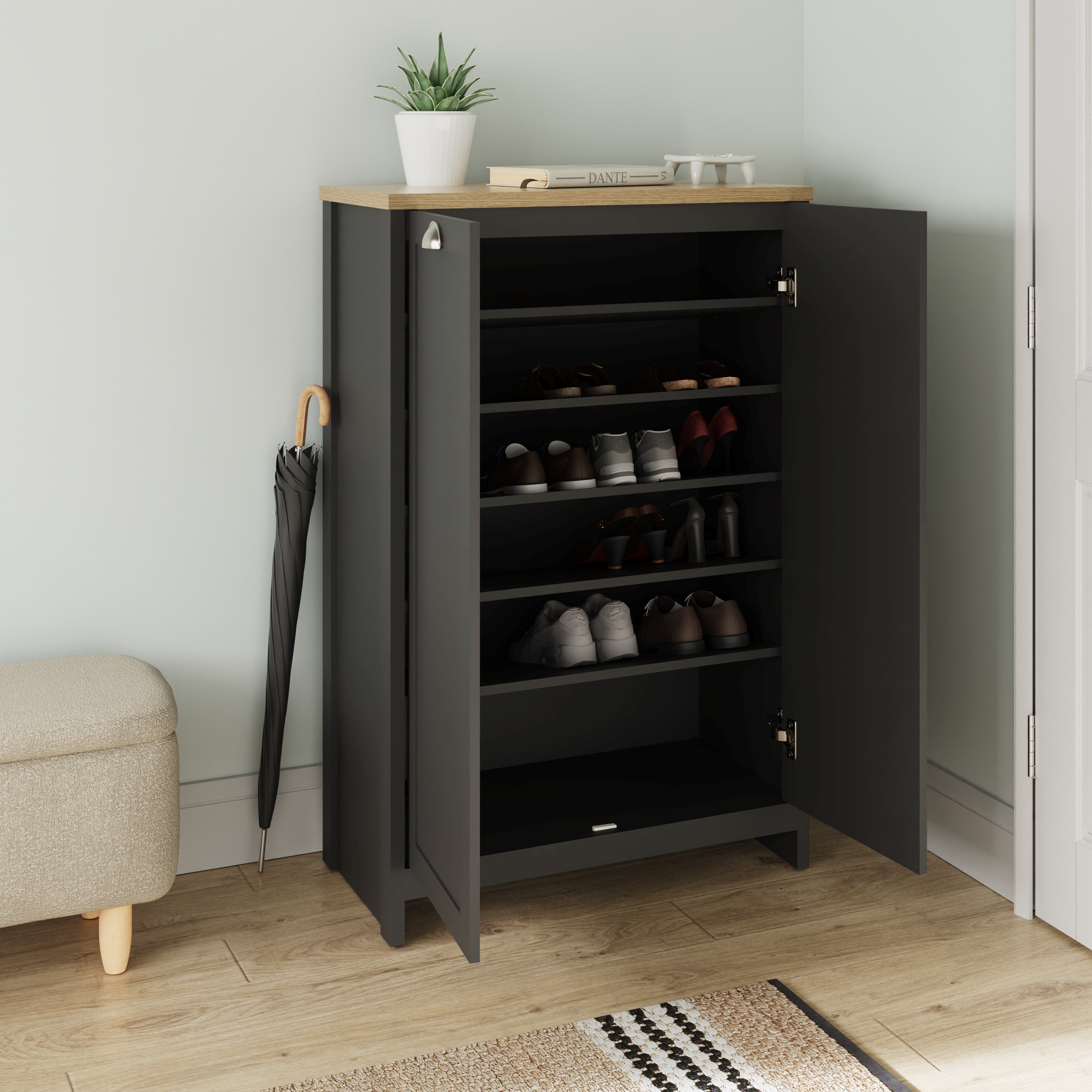 Lancaster 2 Door Shoe Cabinet Black