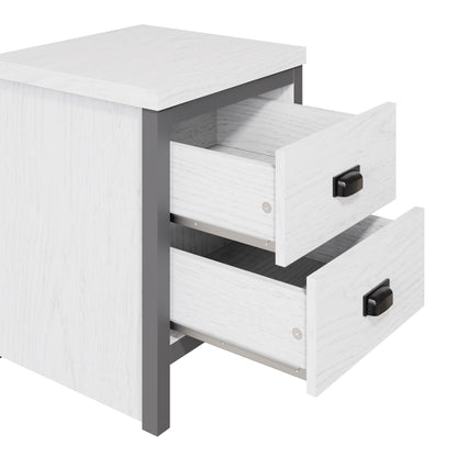 Boston 2 Drawer Bedside Table White
