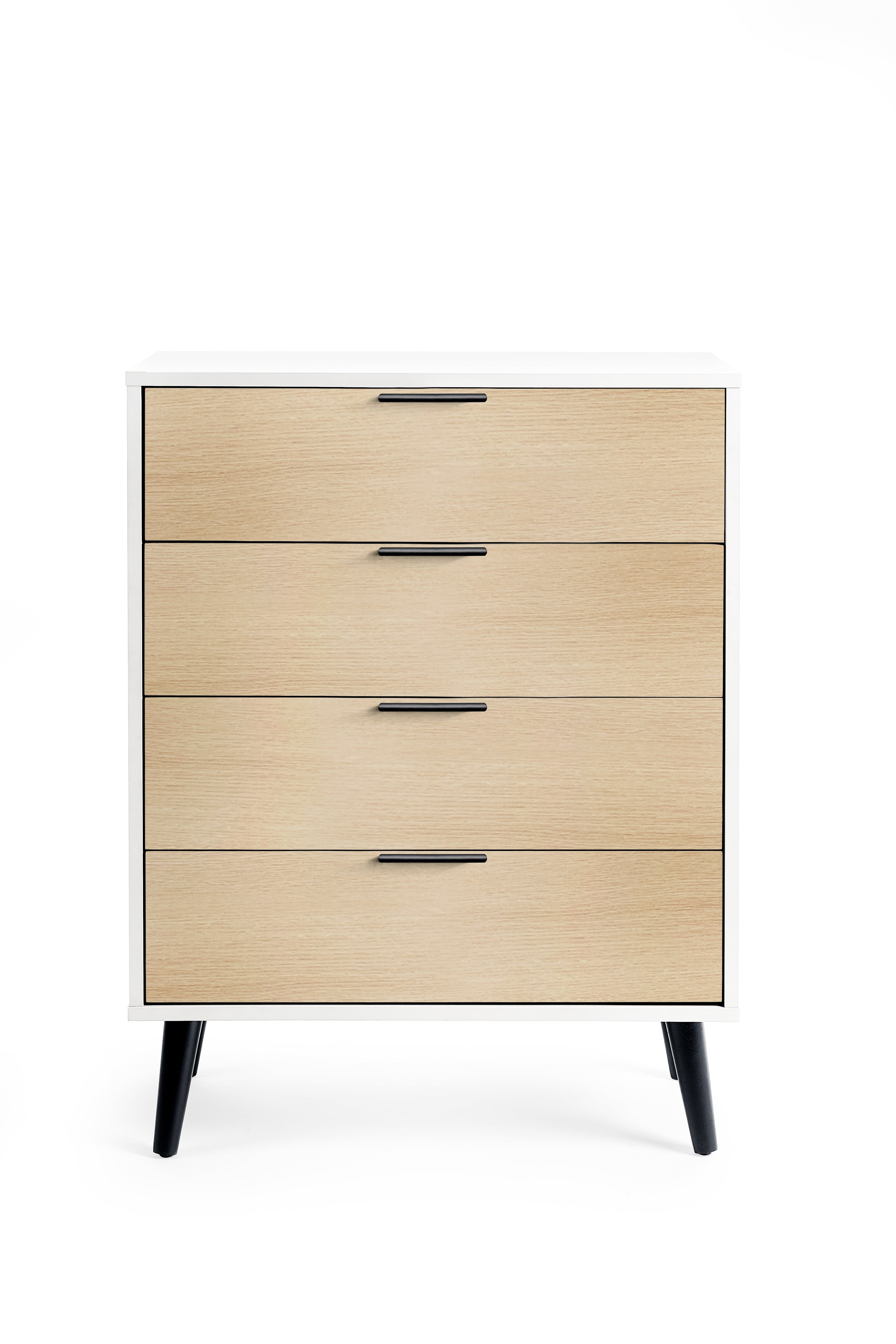 Alba 4 Drawer Wide Chest - White/Oak