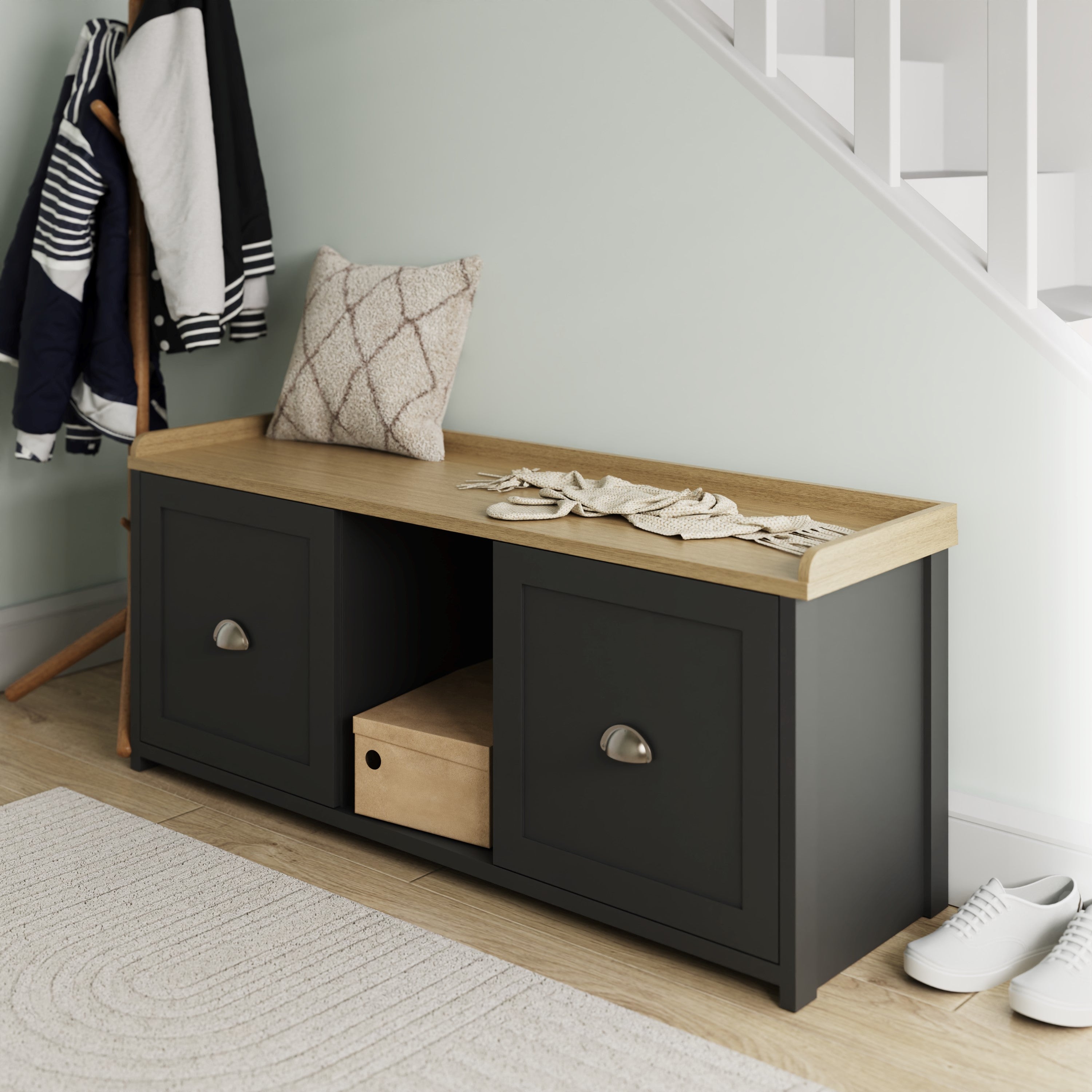 Lancaster 2 Door Shoe Bench Black