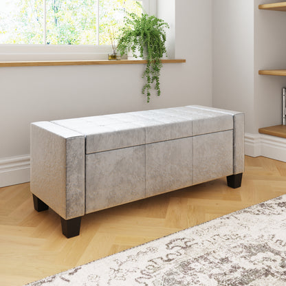 Verona Ottoman Bench Grey Crushed Velvet