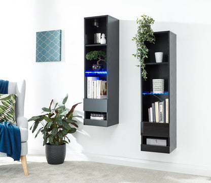 GFW Shelving Unit Galicia Tall Shelf Unit With Led Black Bed Kings