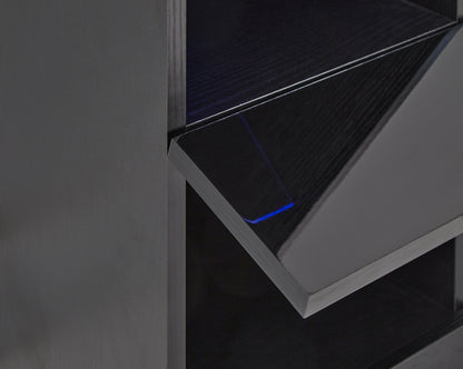 GFW Shelving Unit Galicia Tall Shelf Unit With Led Black Bed Kings