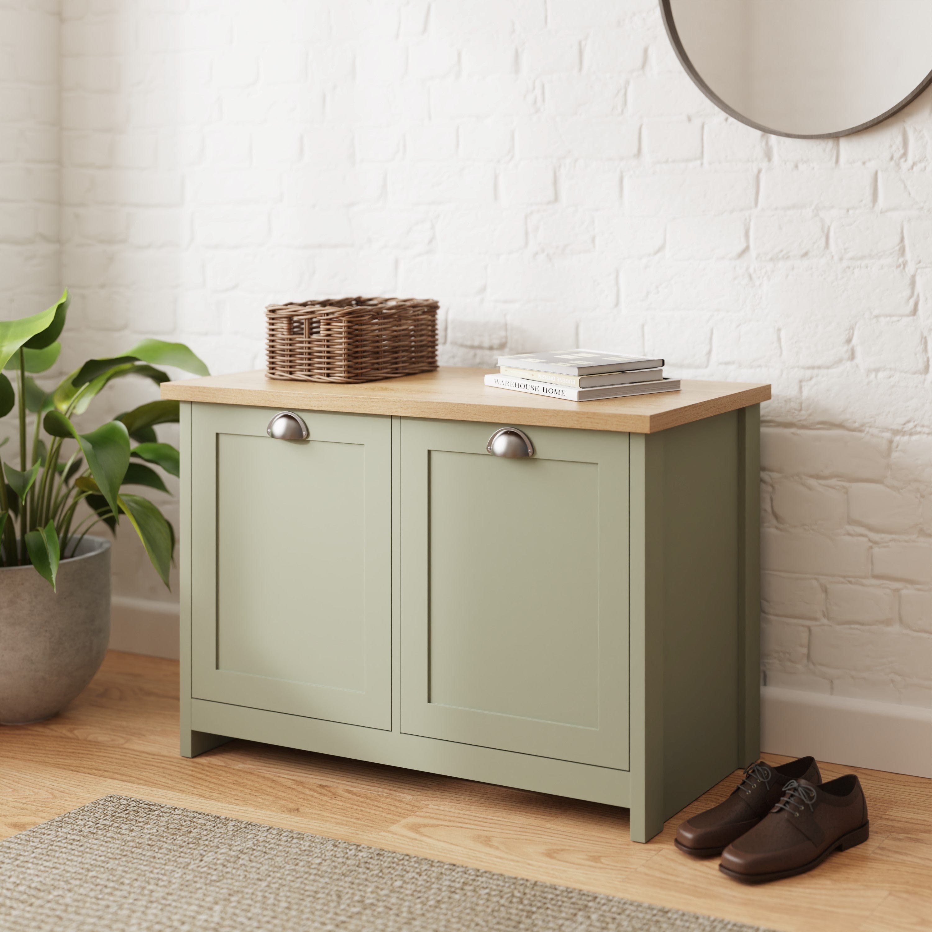 GFW Shoe Bench Lancaster Shoe Storage Sage Green Bed Kings