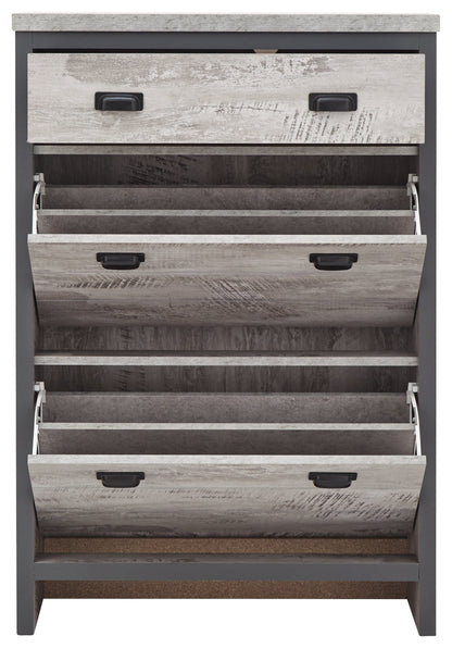 GFW Shoe Cabinet Boston 2 Tier 1 Drawer Shoe Cabinet Grey Bed Kings