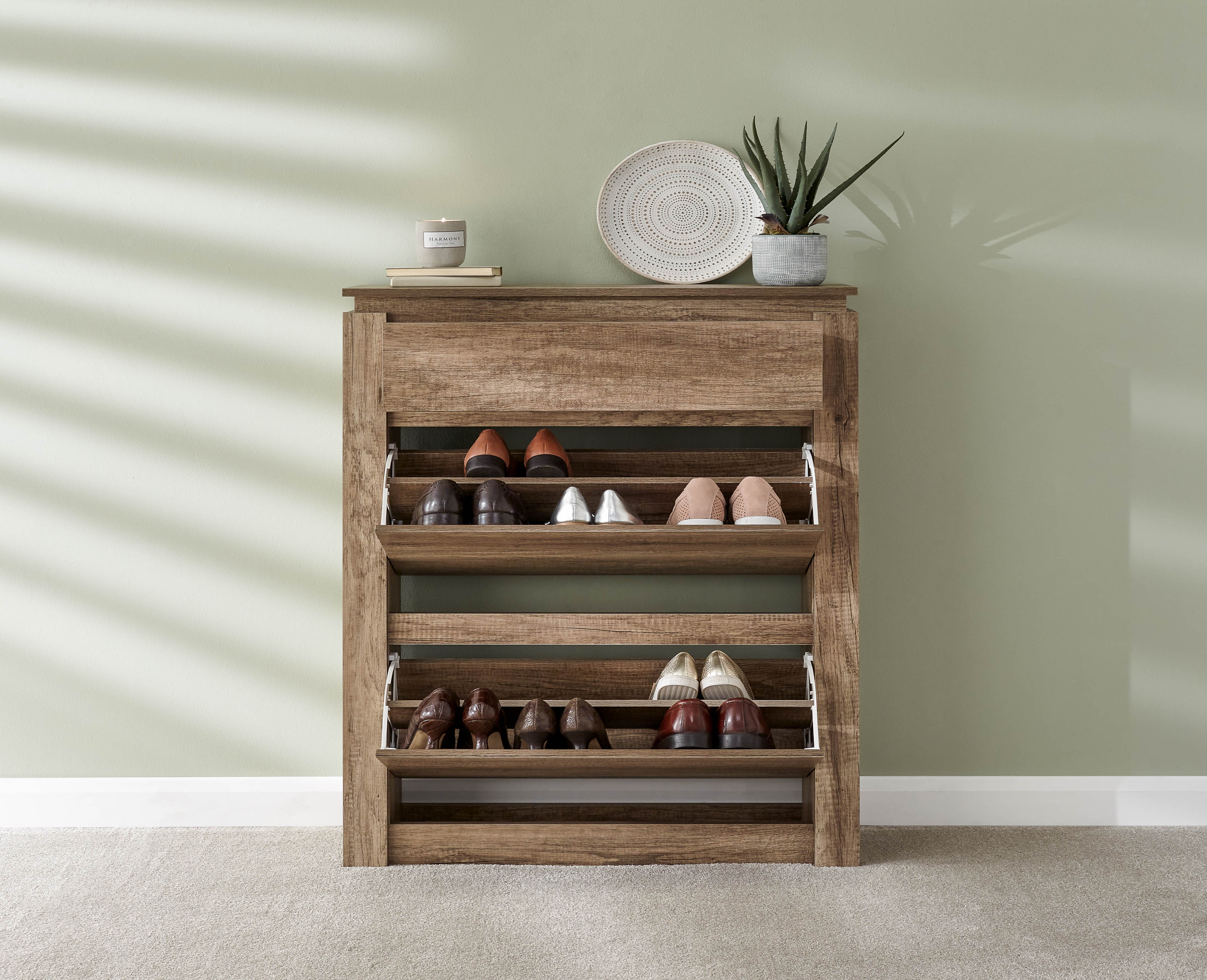 GFW Shoe Cabinet Canyon Oak Shoe Cabinet - GFW Bed Kings