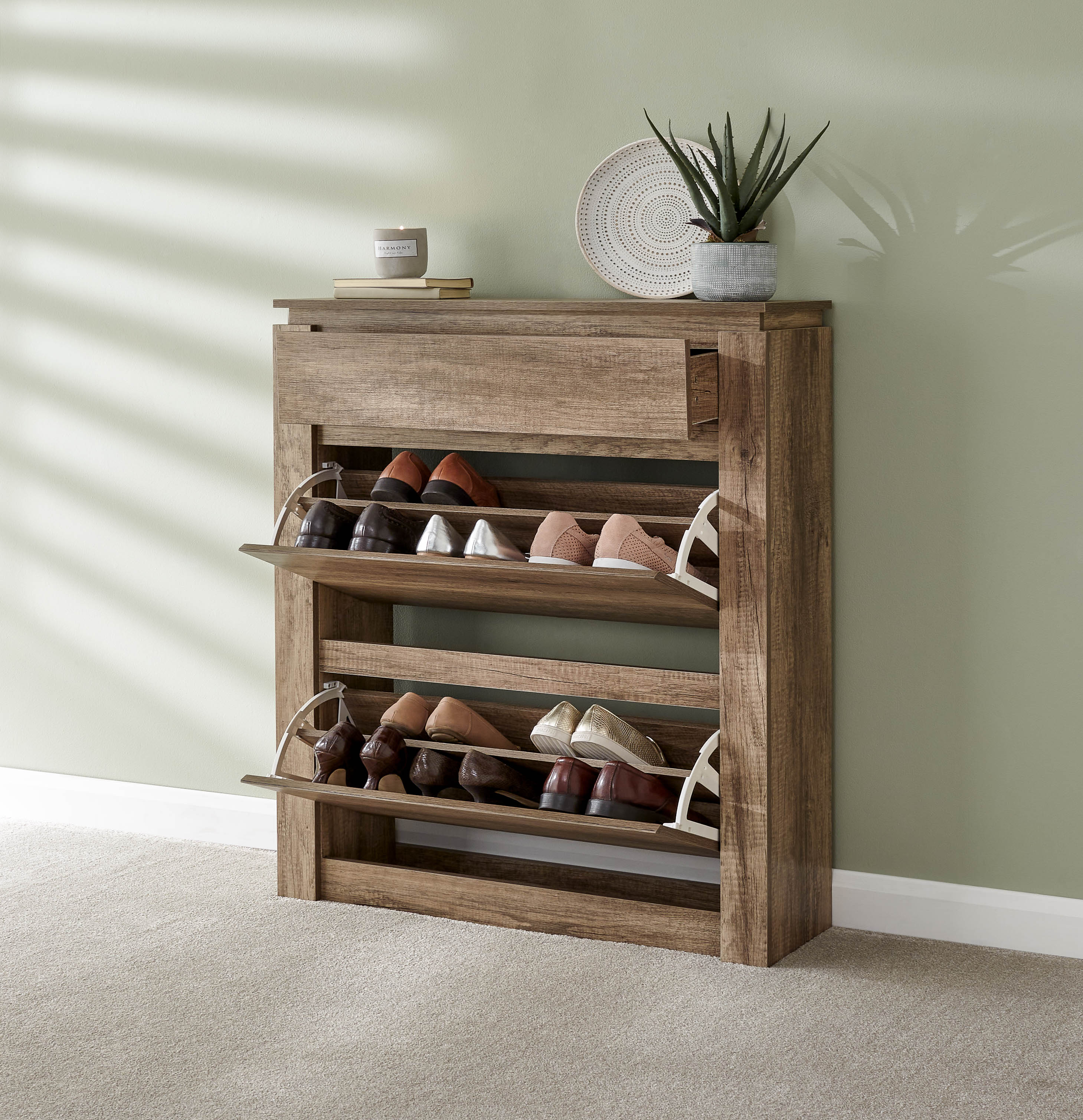 GFW Shoe Cabinet Canyon Oak Shoe Cabinet - GFW Bed Kings