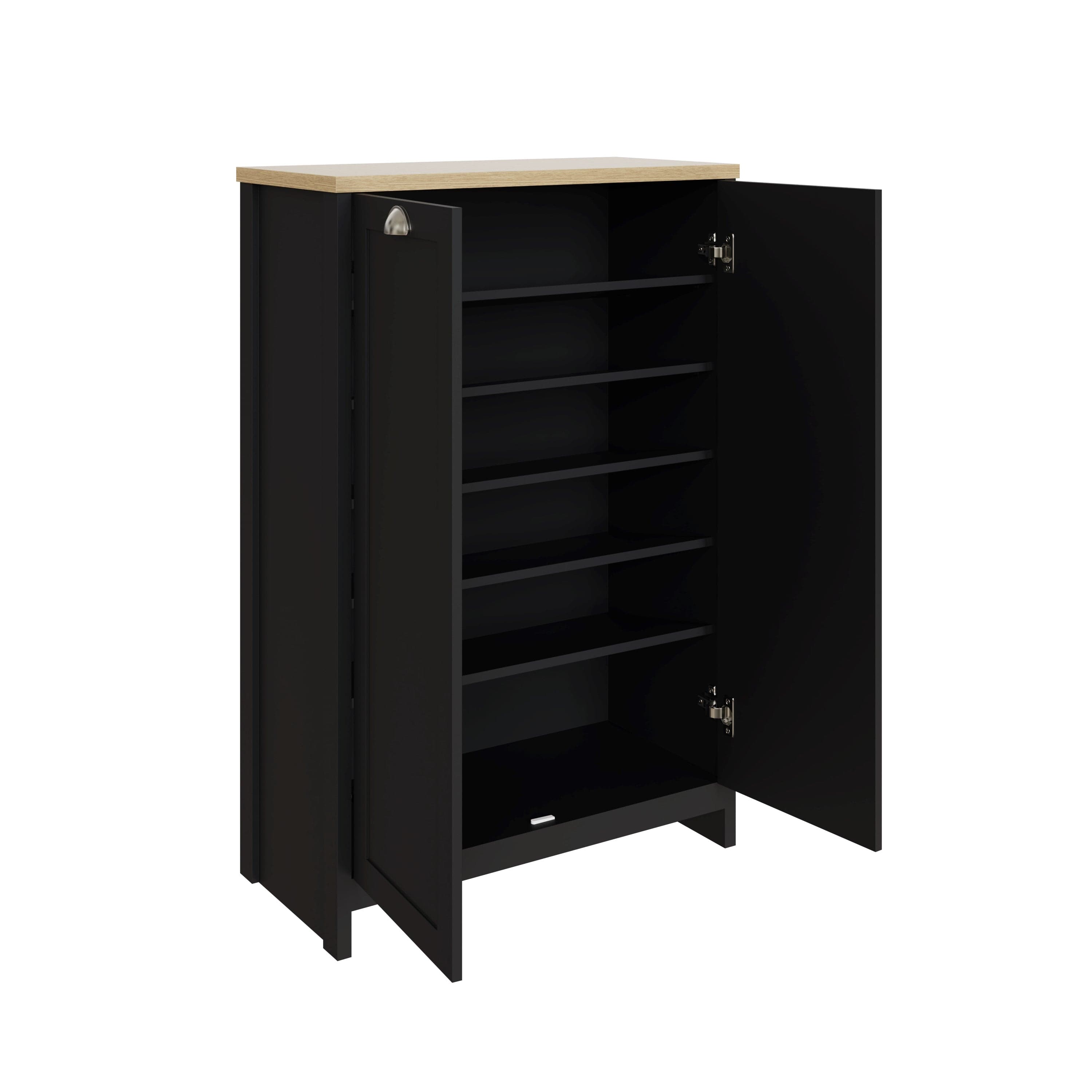 GFW Shoe Cabinet Lancaster 2 Door Shoe Cabinet Black Bed Kings