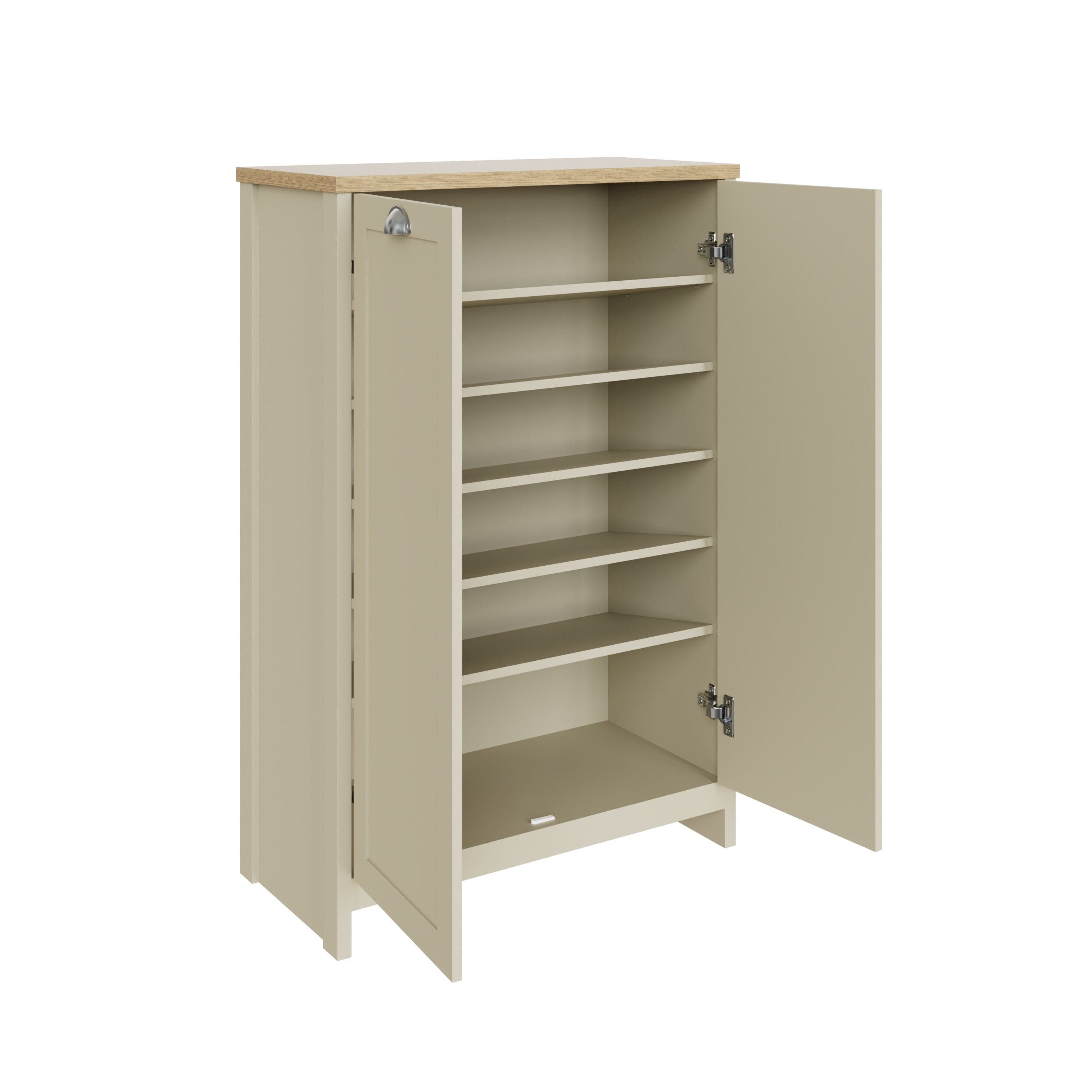 GFW Shoe Cabinet Lancaster 2 Door Shoe Cabinet Cream Bed Kings