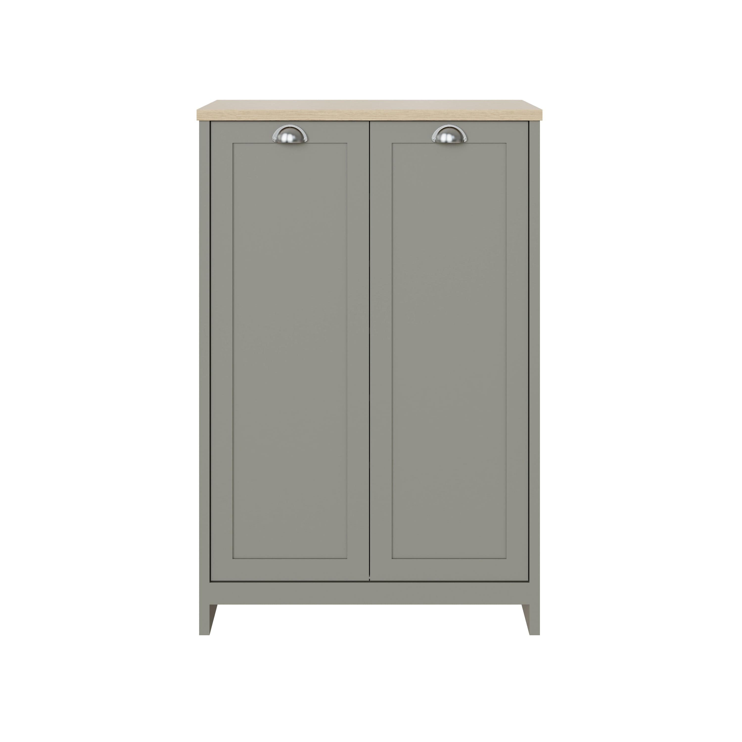 GFW Shoe Cabinet Lancaster 2 Door Shoe Cabinet Grey Bed Kings