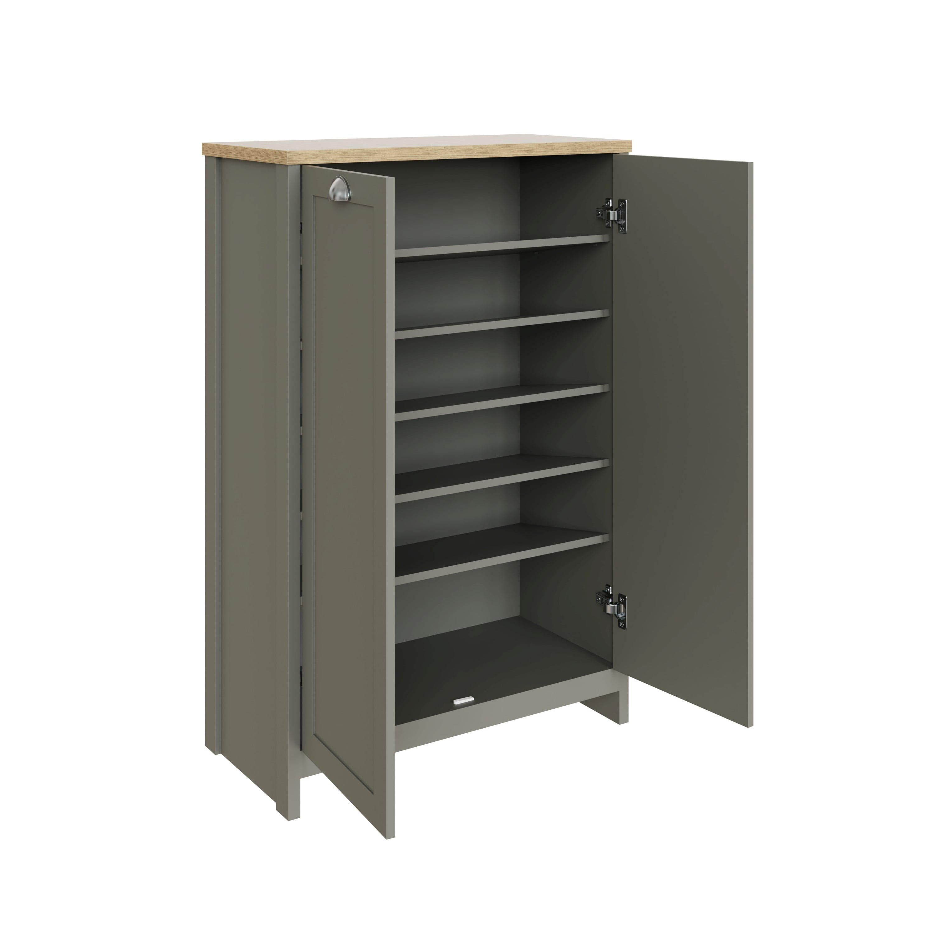 GFW Shoe Cabinet Lancaster 2 Door Shoe Cabinet Grey Bed Kings