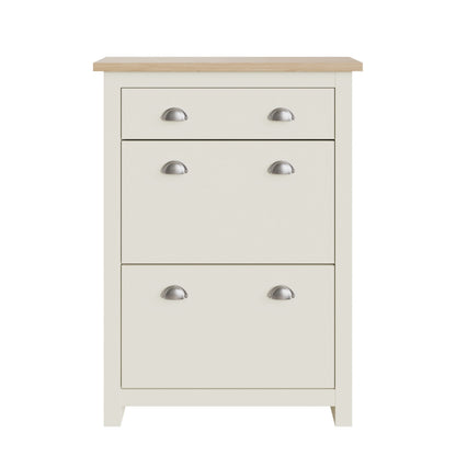 GFW Shoe Cabinet Lancaster 2Dr 1Drw Shoe Cabinet Cream Bed Kings
