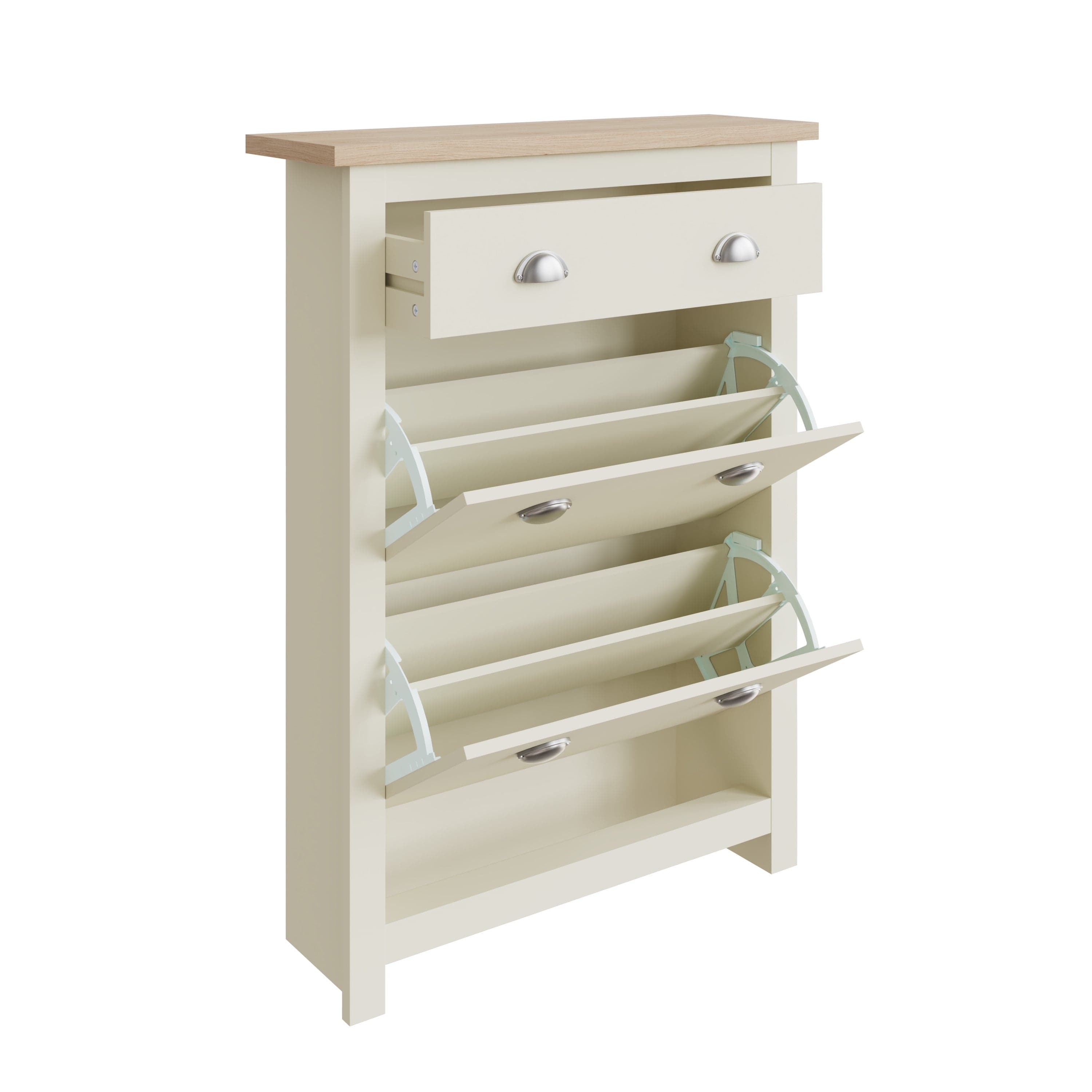 GFW Shoe Cabinet Lancaster 2Dr 1Drw Shoe Cabinet Cream Bed Kings