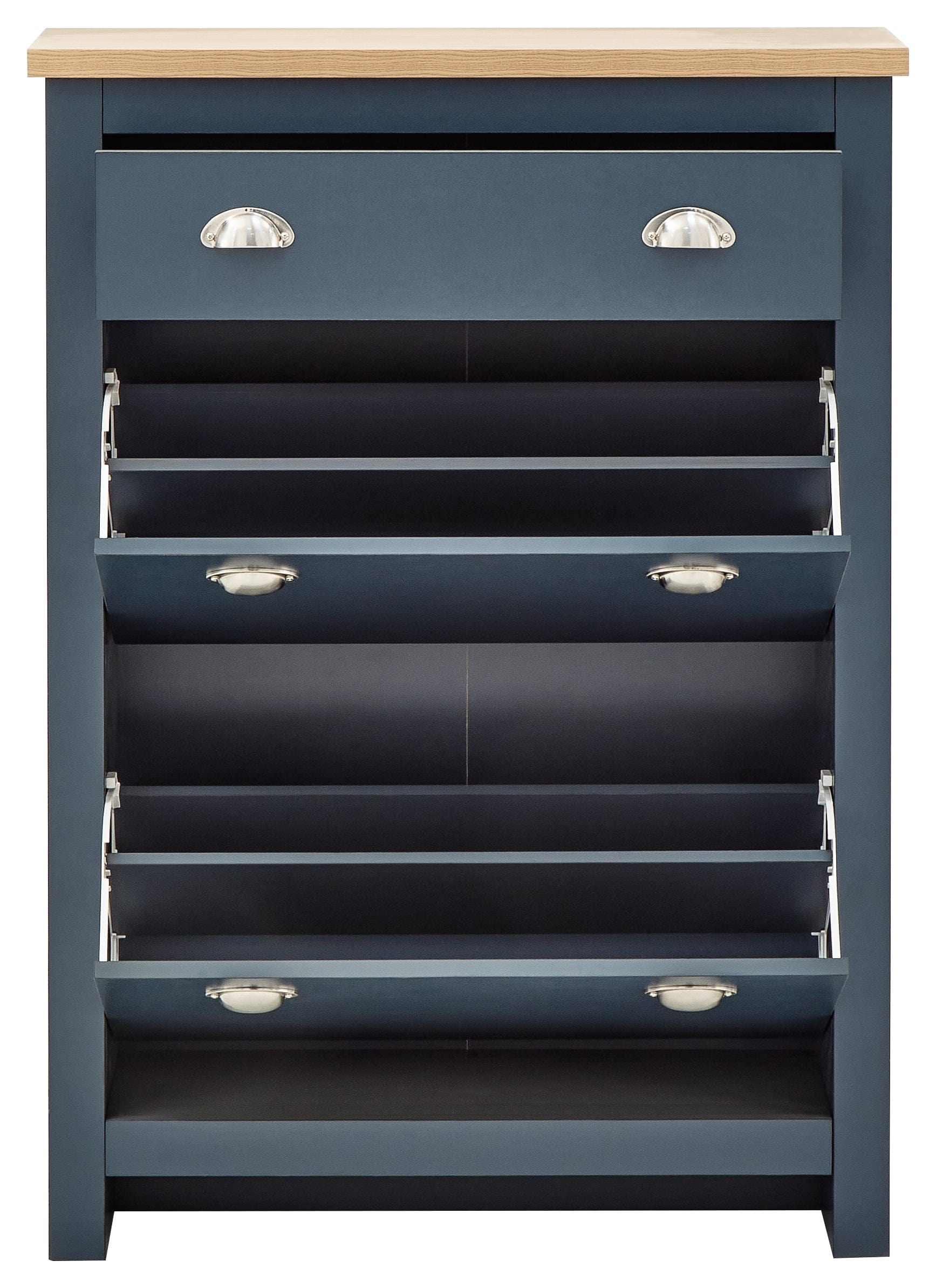 GFW Shoe Cabinet Lancaster 2Dr 1Drw Shoe Cabinet Slate Blue Bed Kings