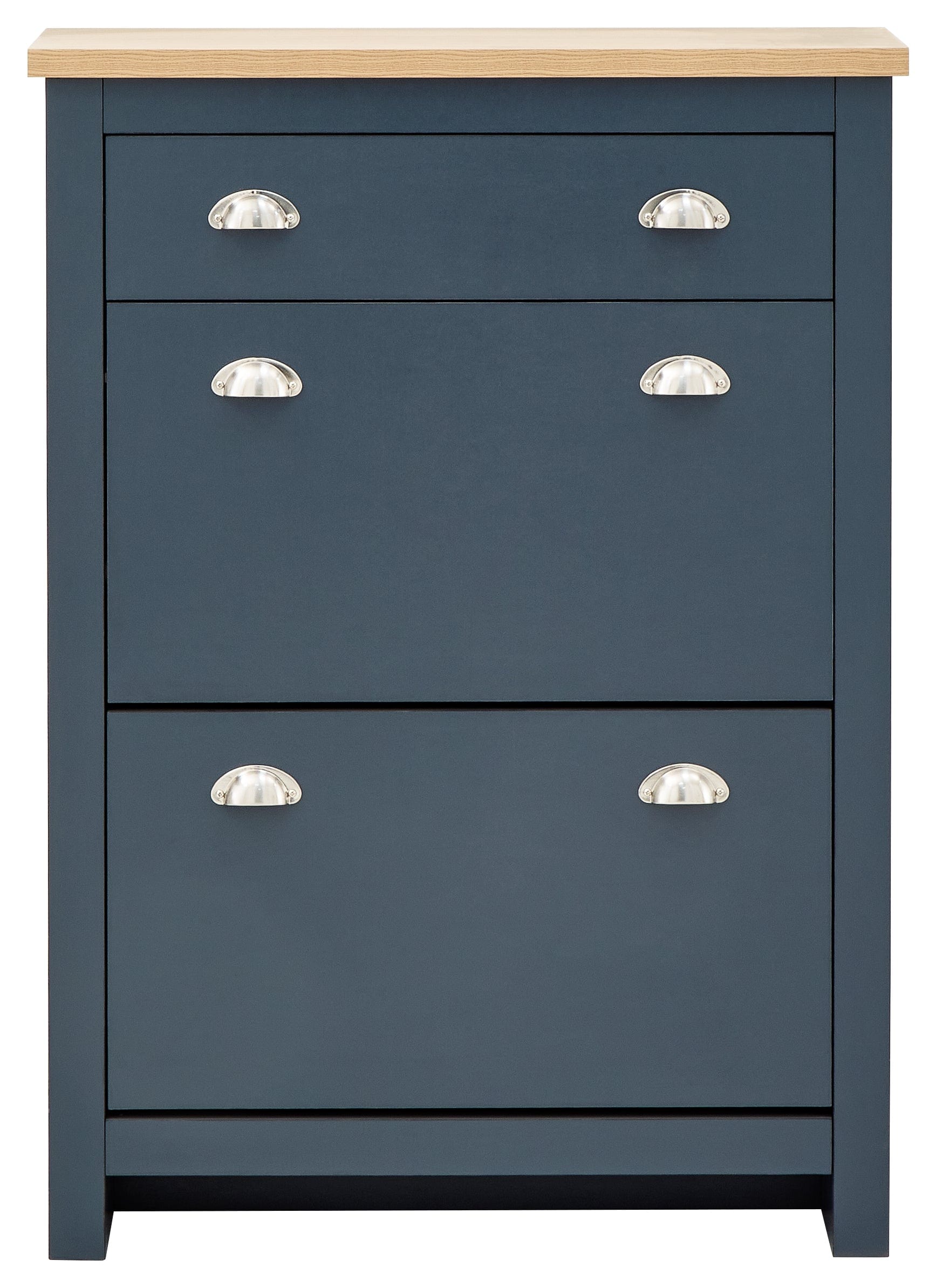 GFW Shoe Cabinet Lancaster 2Dr 1Drw Shoe Cabinet Slate Blue Bed Kings