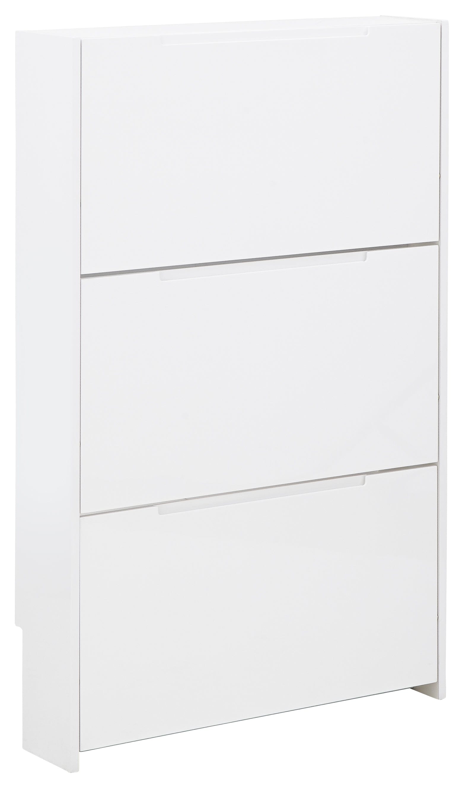 GFW Shoe Cabinet Narrow High Gloss 3 Tier Shoe Cabinet White Bed Kings