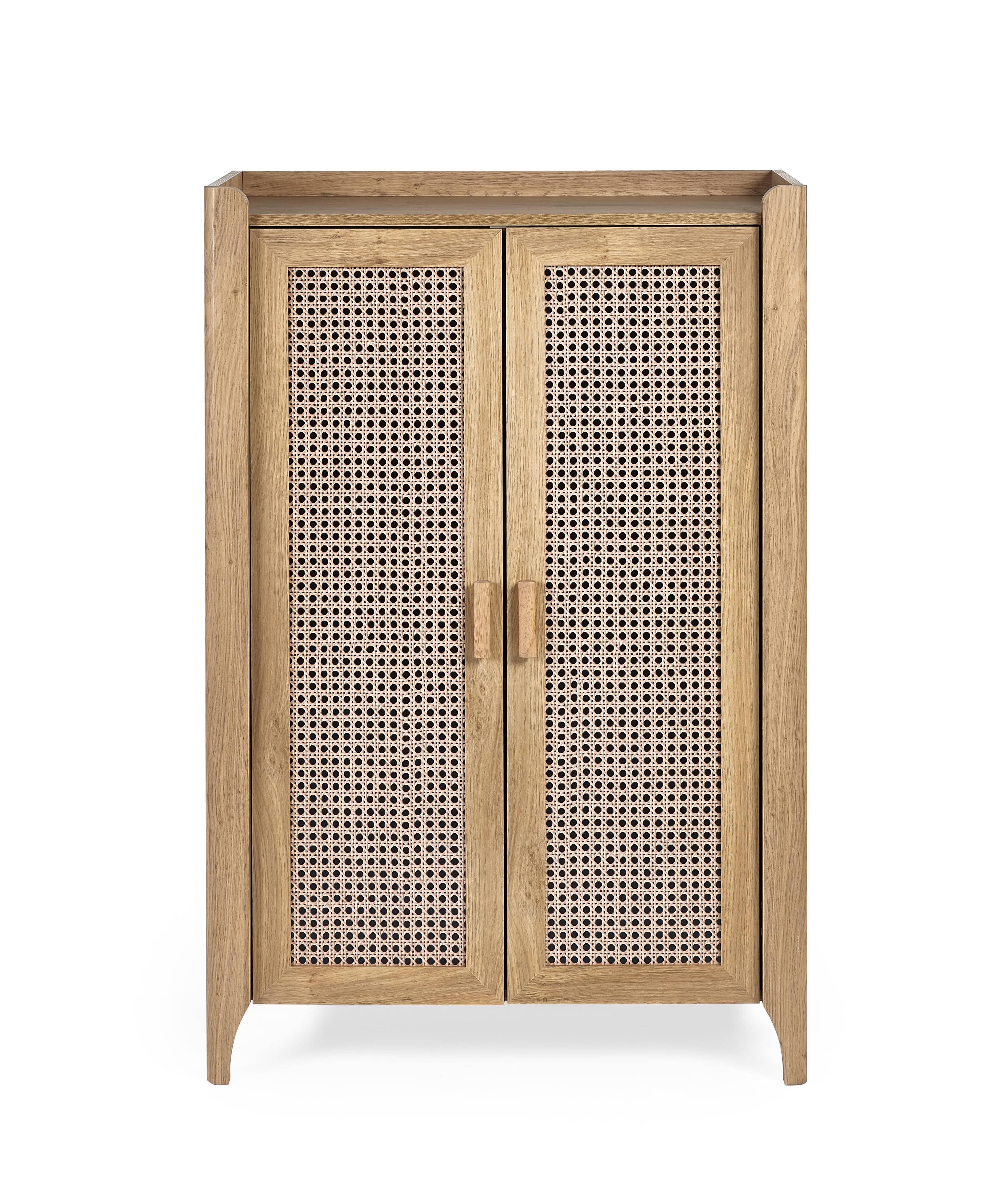 Julian Bowen Shoe Cabinet Sydney Shoe Cupboard - Rattan Effect Bed Kings