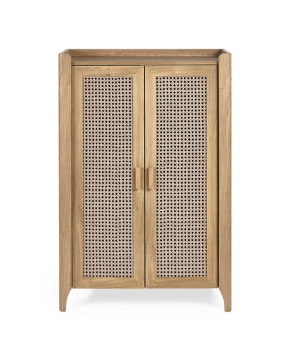 Julian Bowen Shoe Cabinet Sydney Shoe Cupboard - Rattan Effect Bed Kings