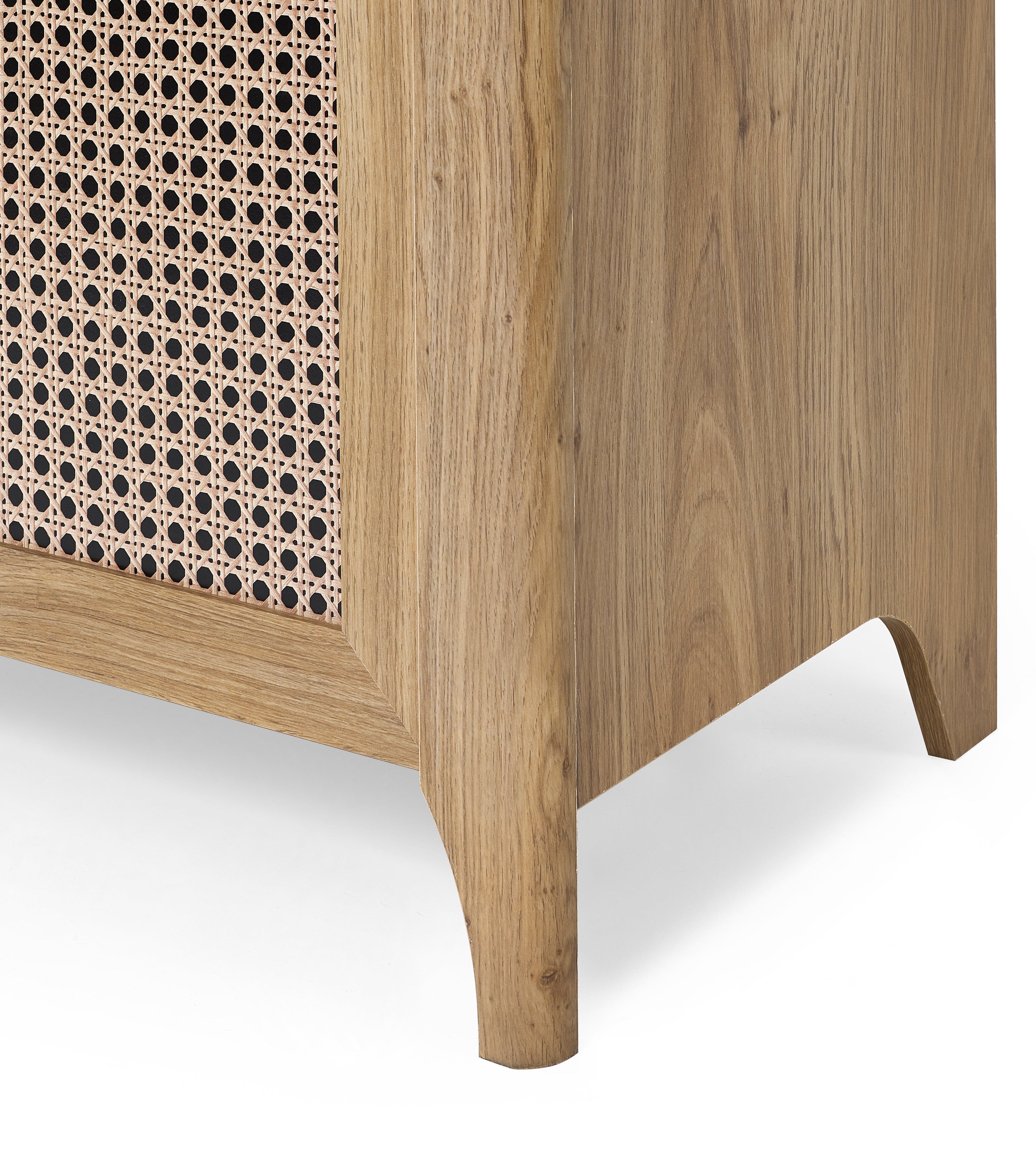 Julian Bowen Shoe Cabinet Sydney Shoe Cupboard - Rattan Effect Bed Kings