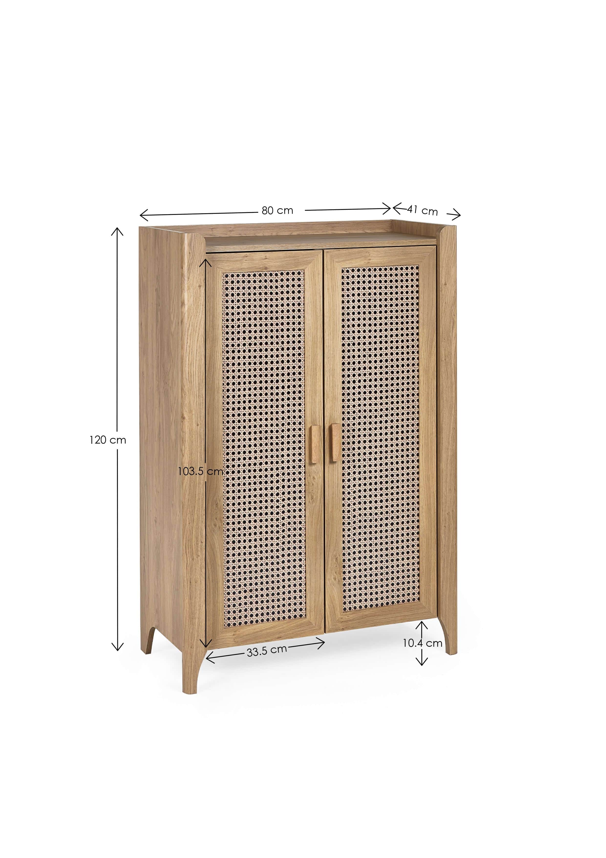 Julian Bowen Shoe Cabinet Sydney Shoe Cupboard - Rattan Effect Bed Kings