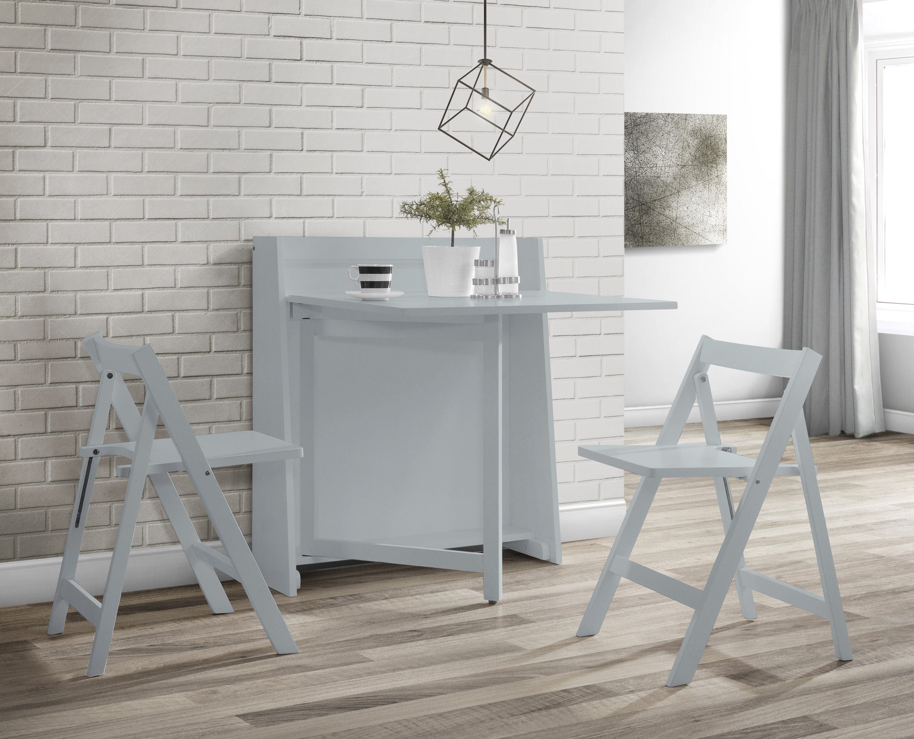 Helsinki Compact Folding Light Grey Dining Set