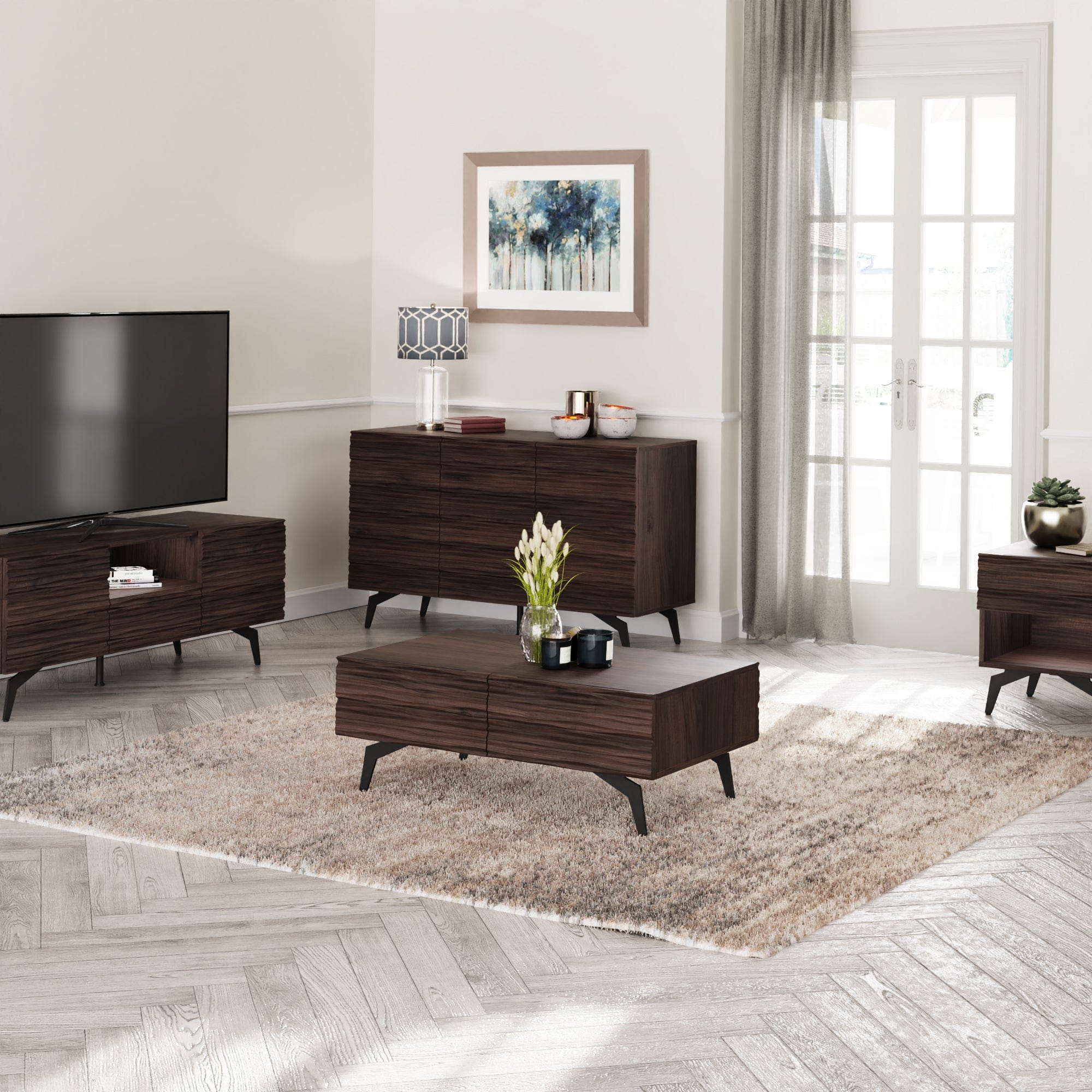 GFW Sideboard Bantham Large Sideboard Dark Walnut Bed Kings