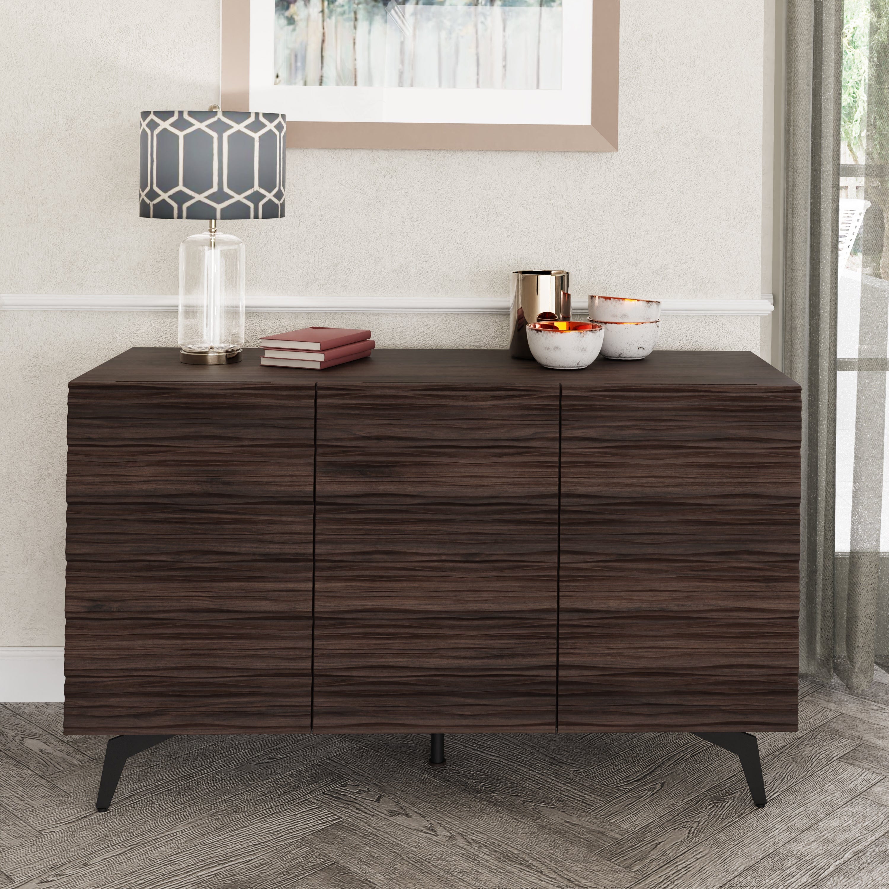 GFW Sideboard Bantham Large Sideboard Dark Walnut Bed Kings