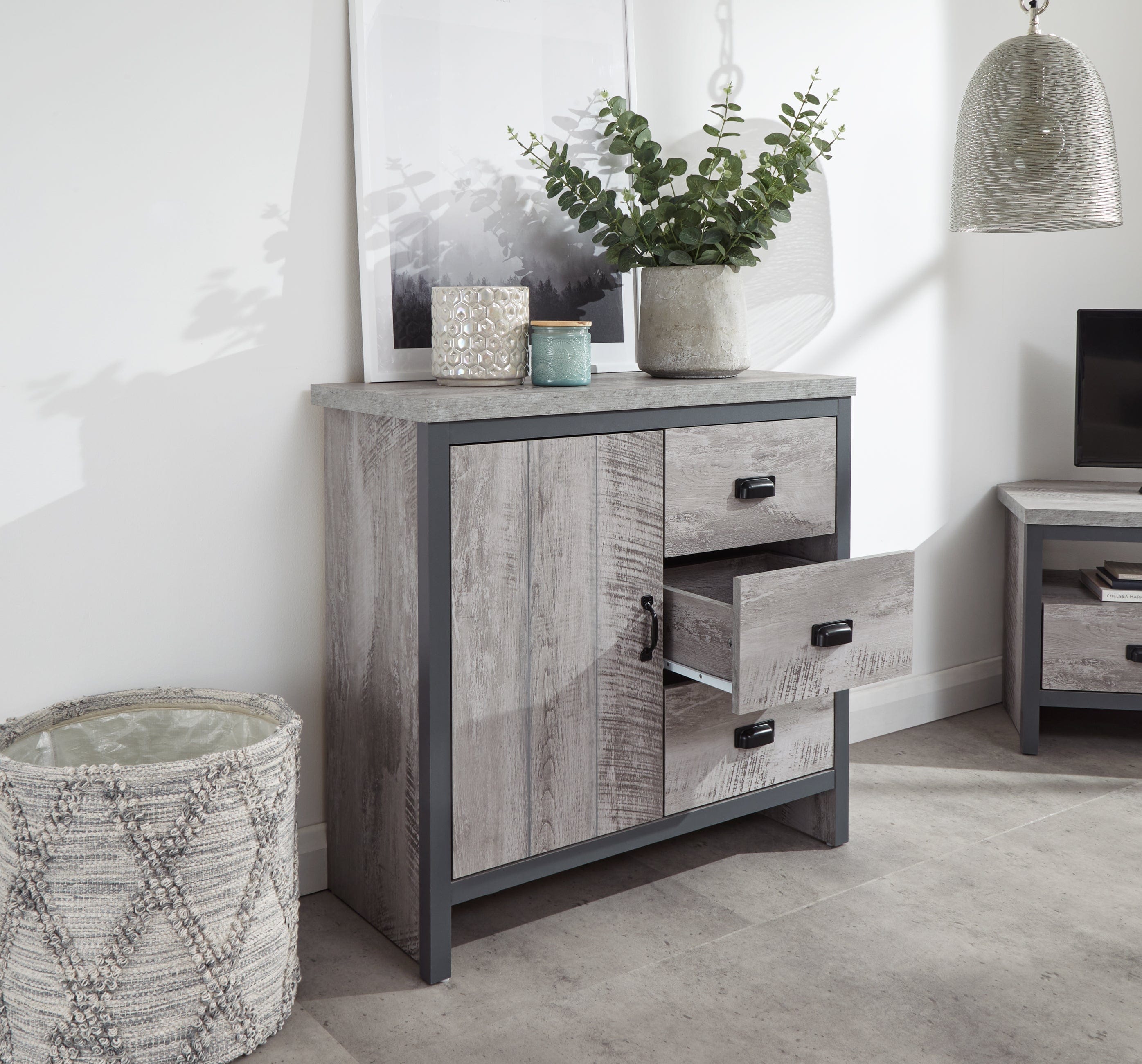 GFW Sideboard Boston Multi Unit Grey Bed Kings