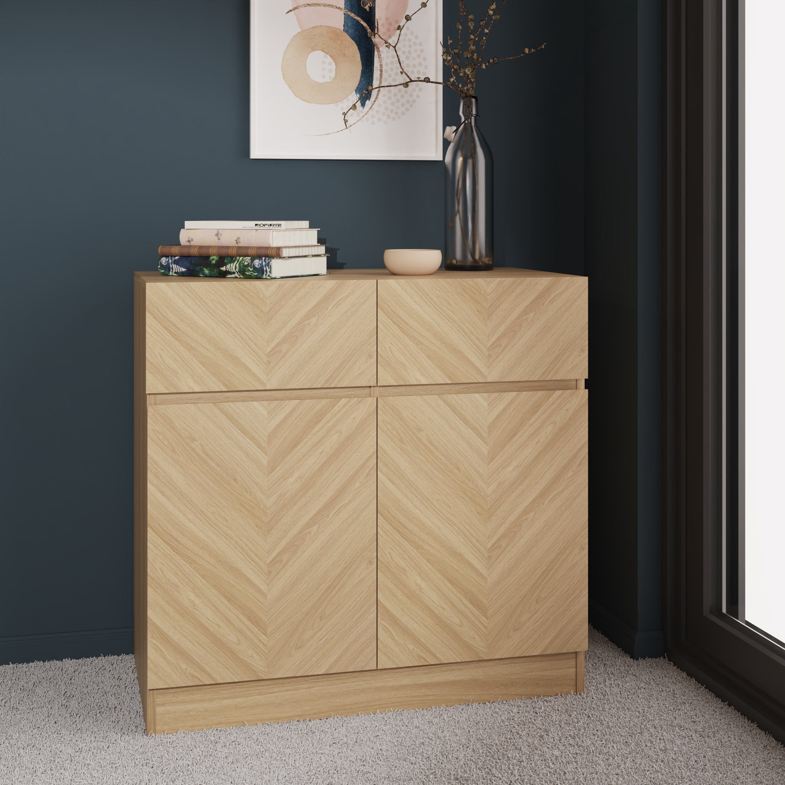 GFW Sideboard Catania Compact Sideboard Euro Oak Bed Kings