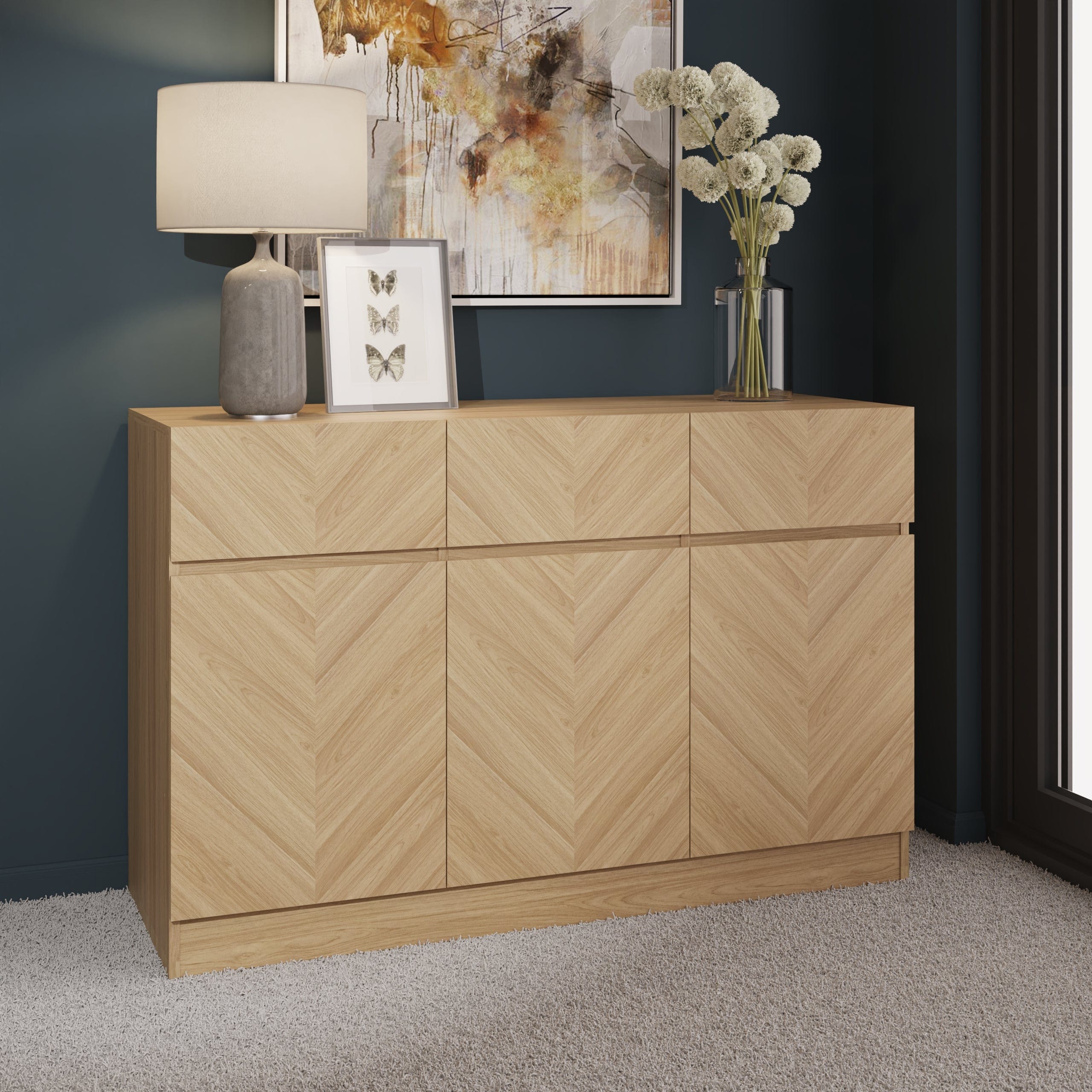 GFW Sideboard Catania Large Sideboard Euro Oak Bed Kings