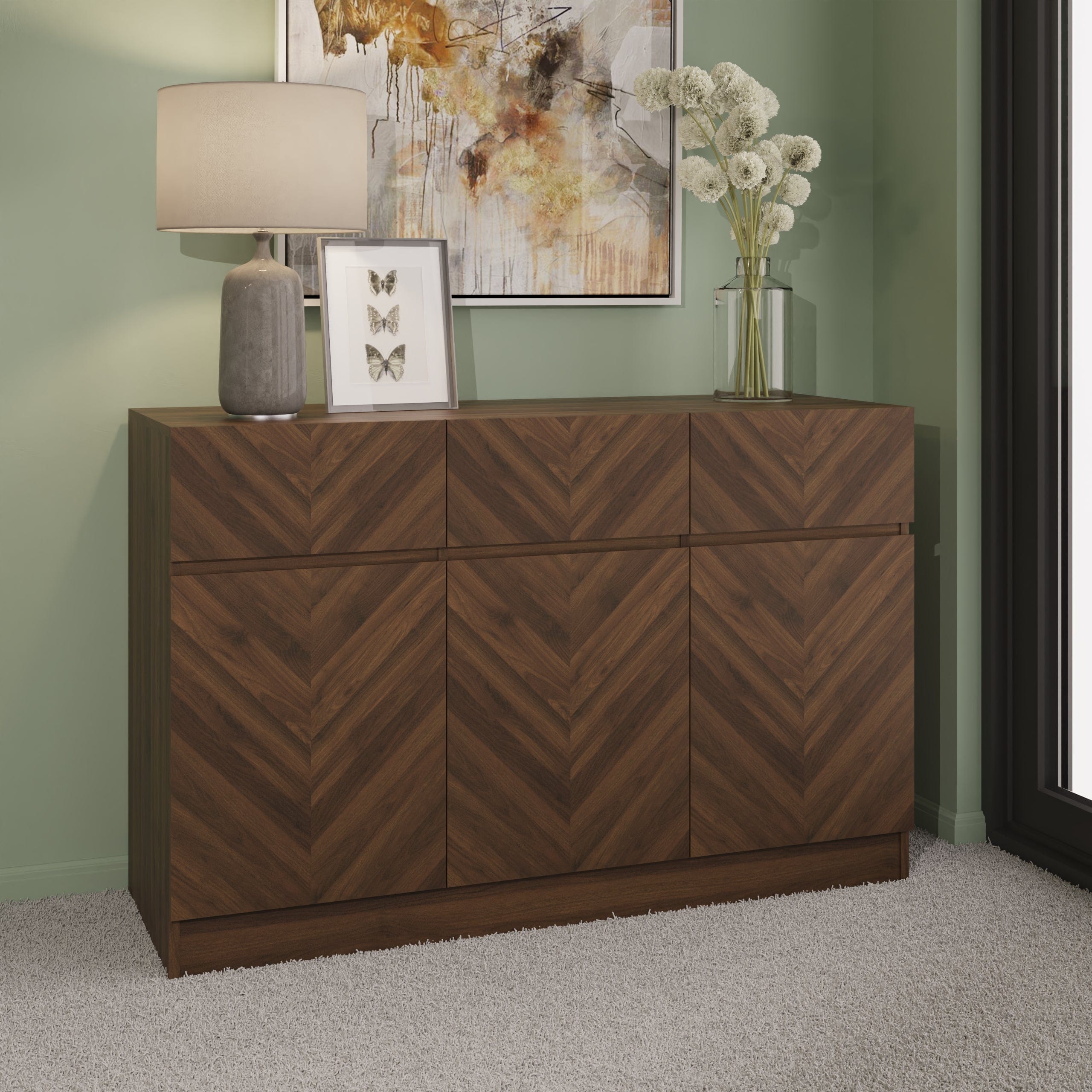 GFW Sideboard Catania Large Sideboard Royal Walnut Bed Kings