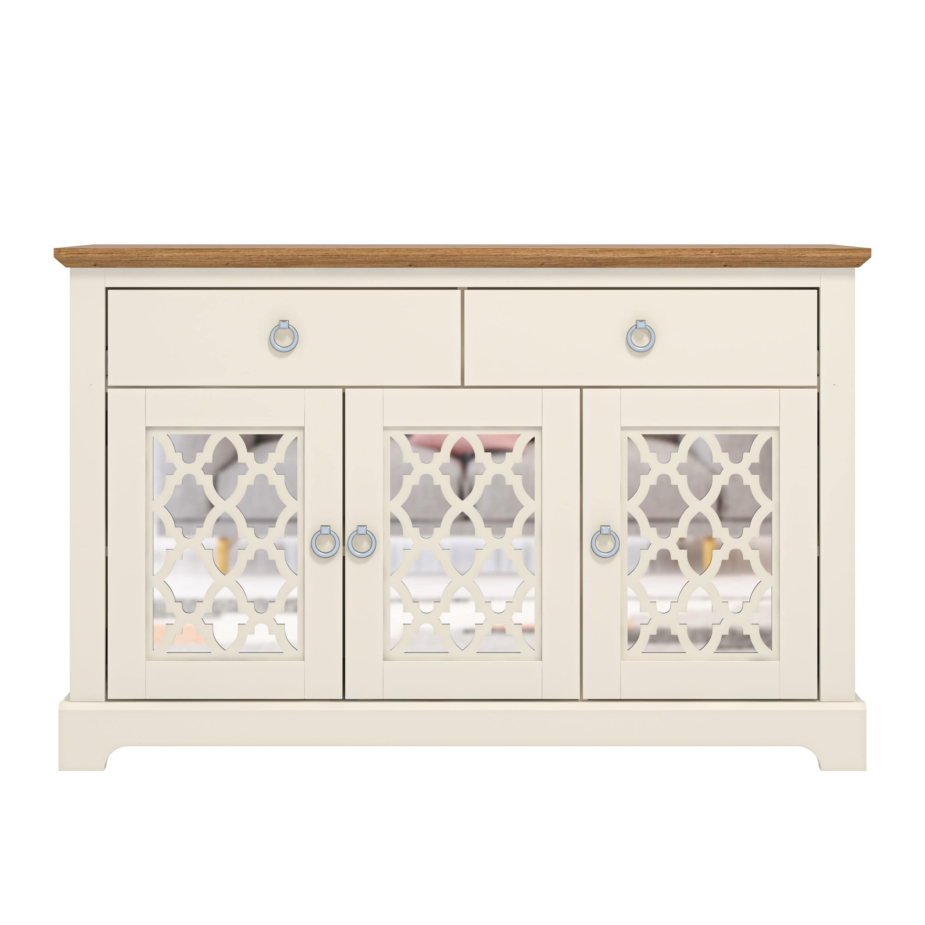 GFW Sideboard Honiton 3 Door 2 Drawer Sideboard Ivory Bed Kings