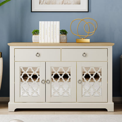 GFW Sideboard Honiton 3 Door 2 Drawer Sideboard Ivory Bed Kings