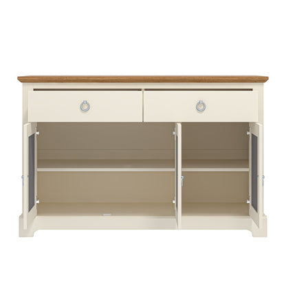 GFW Sideboard Honiton 3 Door 2 Drawer Sideboard Ivory Bed Kings